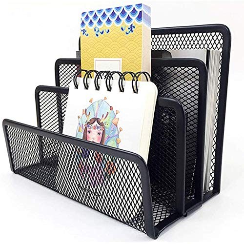 2 Pack Black Desk Mail Organizer Small File Letter Holder Metal Mesh