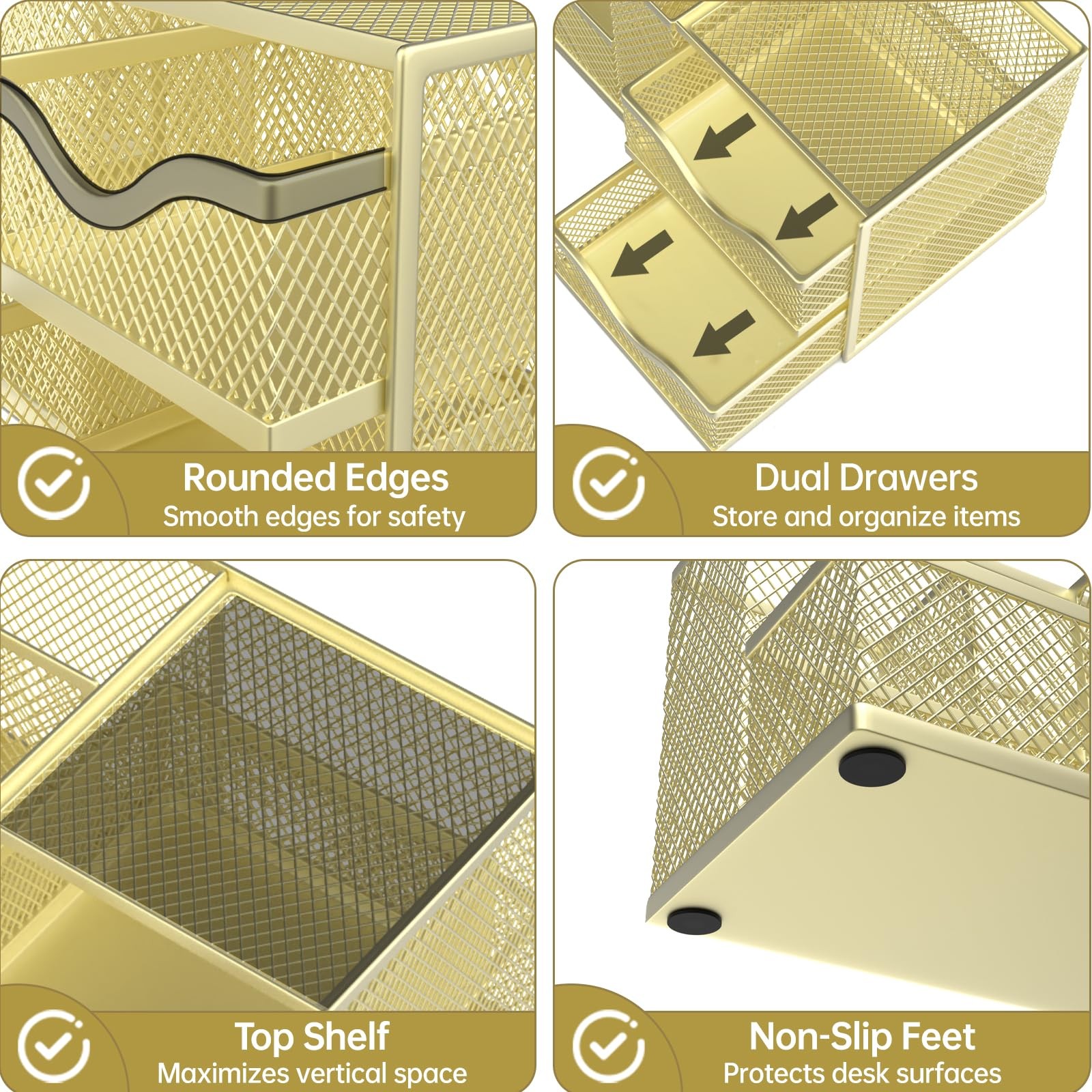 Mesh Desk Organizer, Pen Organizer with 2 Drawers and 5 Compartments, Versati…