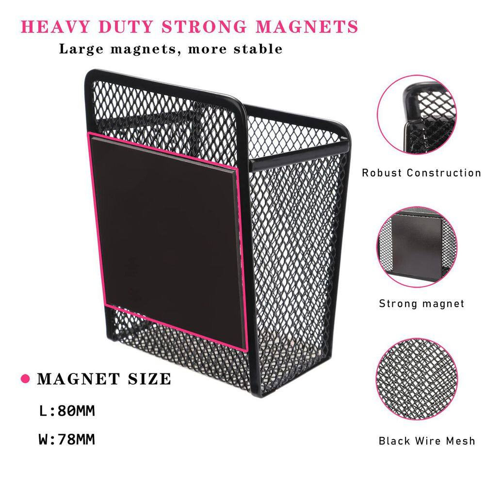 1 Pack Magnetic Mesh Pencil Holder Black Strong Magnet Organizer for Whiteboard