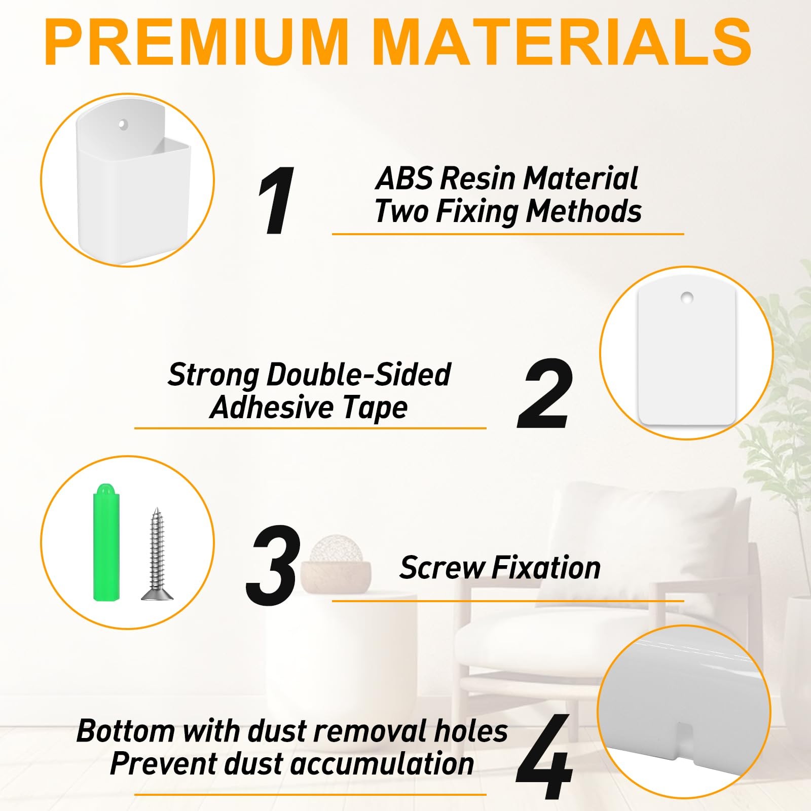 2 PCS Self Adhesive Remote Holder Wall Mount Control Holders Small Wall White