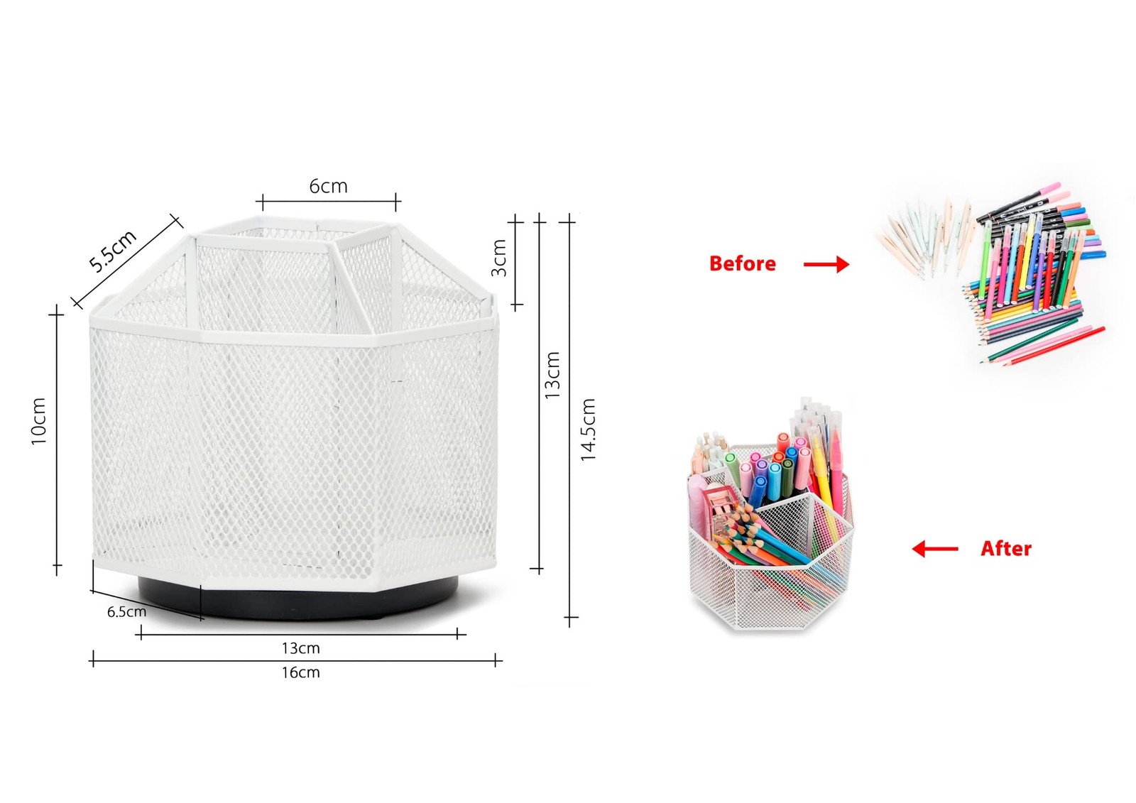 Exerz Desk Organiser/Mesh Tidy Candy/Pen Holder/Multifunctional White