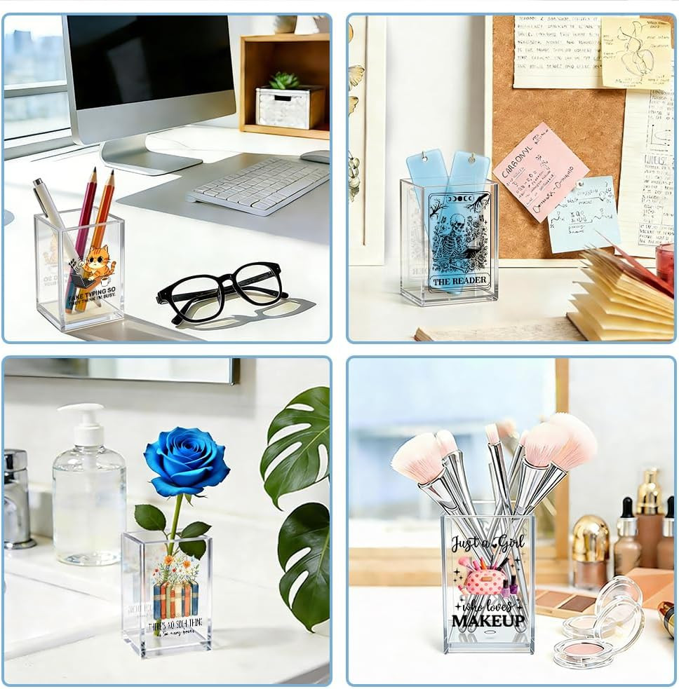 There’s No Such Thing As Too Many Books Acrylic Organizer Pencil Pen Holder, Boo