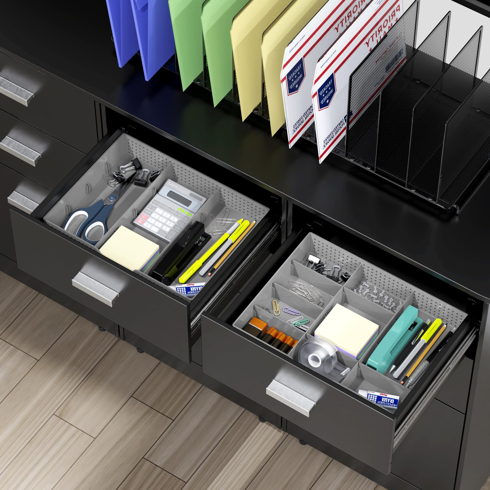 Drawer Organizer Tray 9 Adjustable Compartments 9″D x 12″W x 2″H – Space-Saving