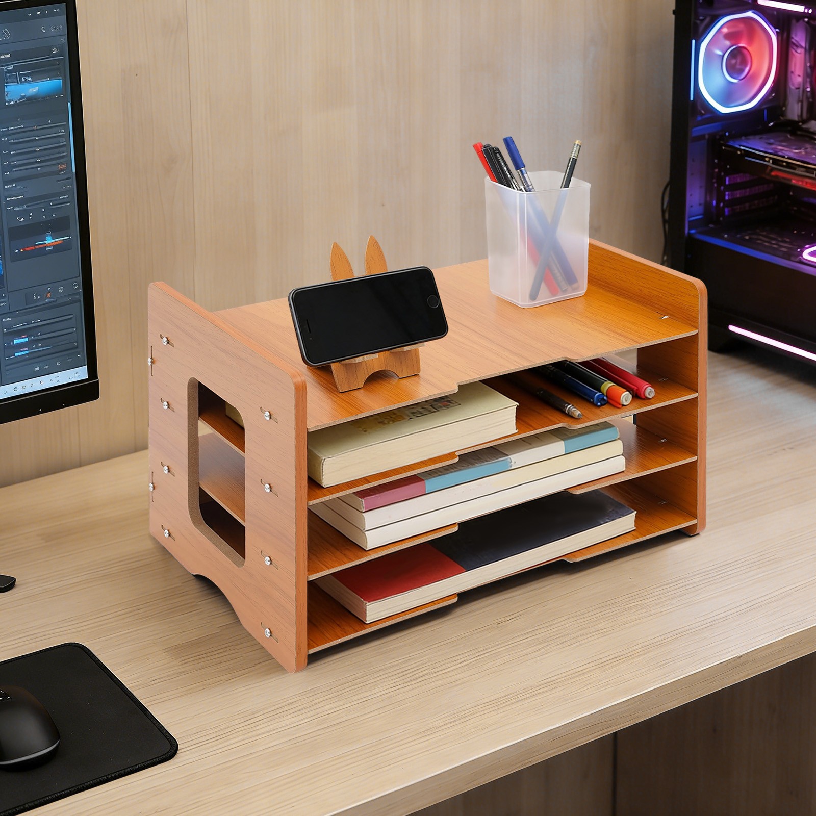 4-Tier Office Desk Organzier, Paper Organizer Mail Sorter, Desktop File Organize