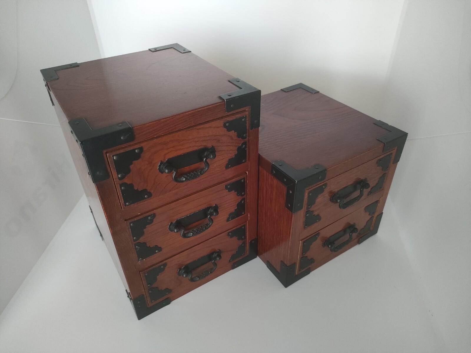 Wood Chest Showa Vintage 2 sets (3 drawers + 2 drawers) Limited Japan