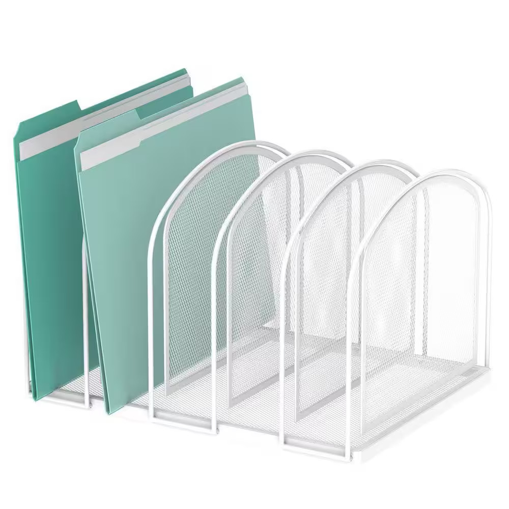 7.87 In. X 12.2 In. File Organizer for Desk, 5-Section Mesh Desk Organizer, Vert