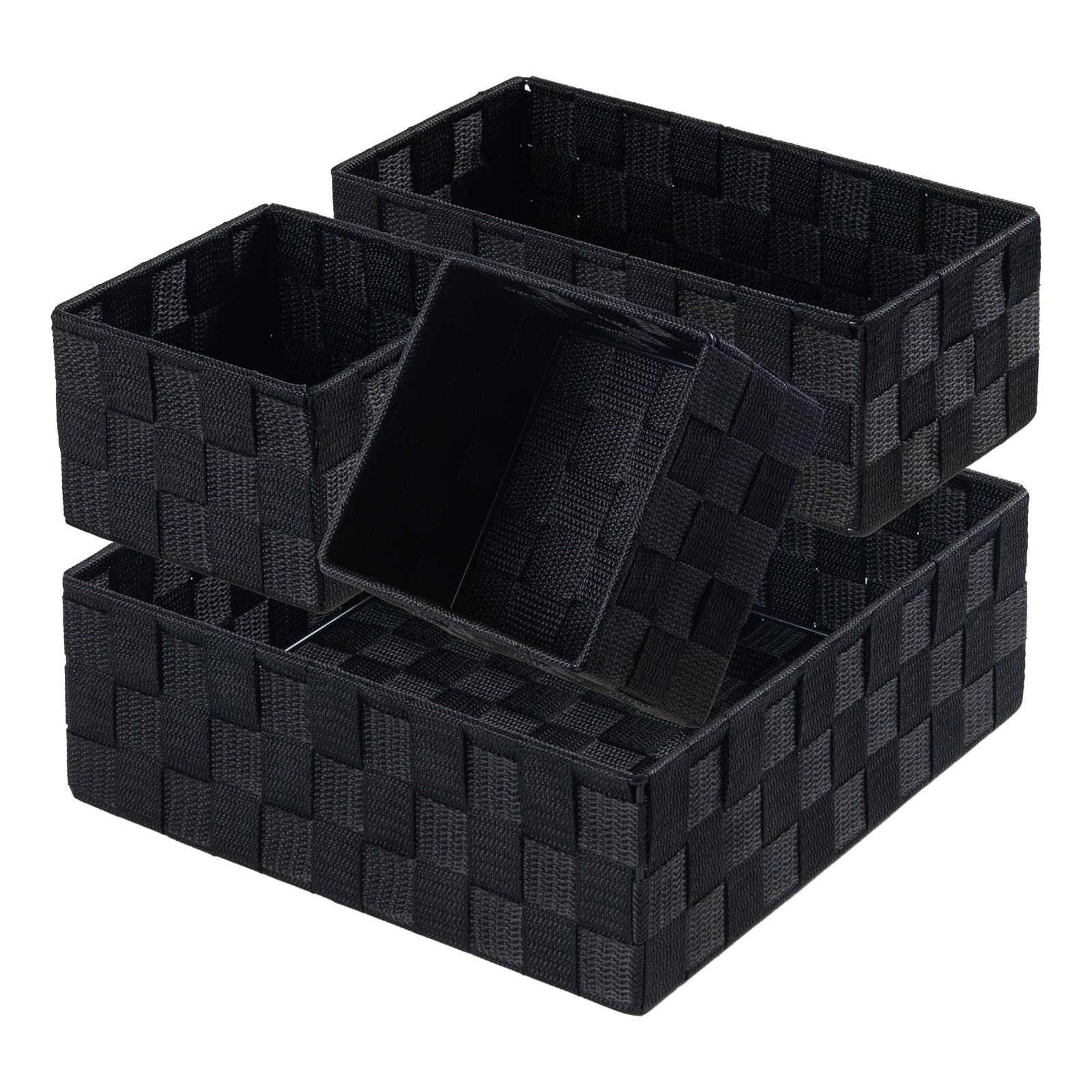 Small Black Baskets Cube Bin Container Tote,Woven Storage Baskets for Organiz…
