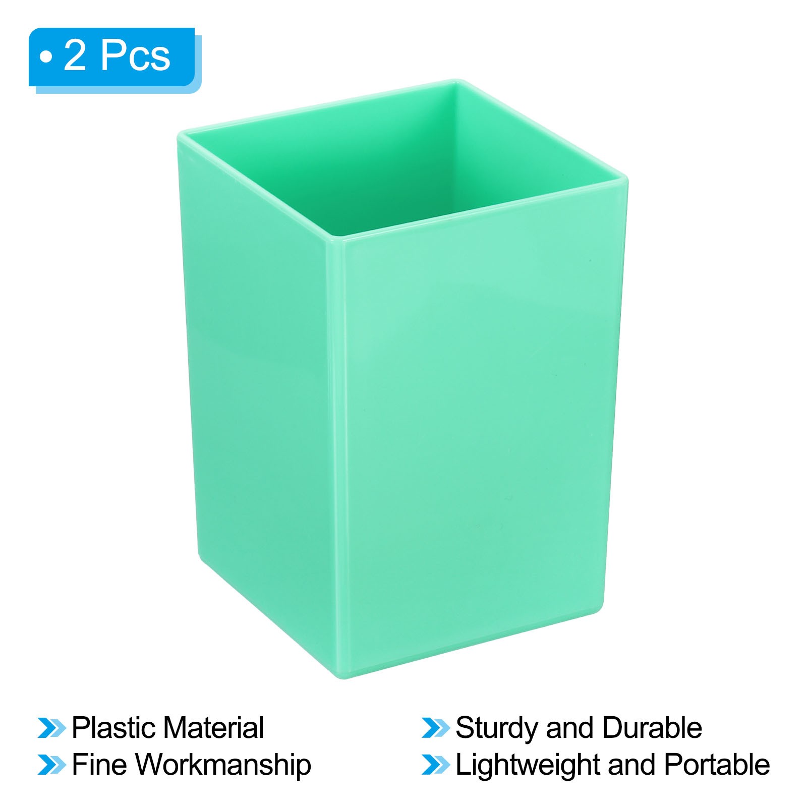 2pcs Pencil Holder, Plastic Makeup Brush Holder Square Desktop Organizer, Green