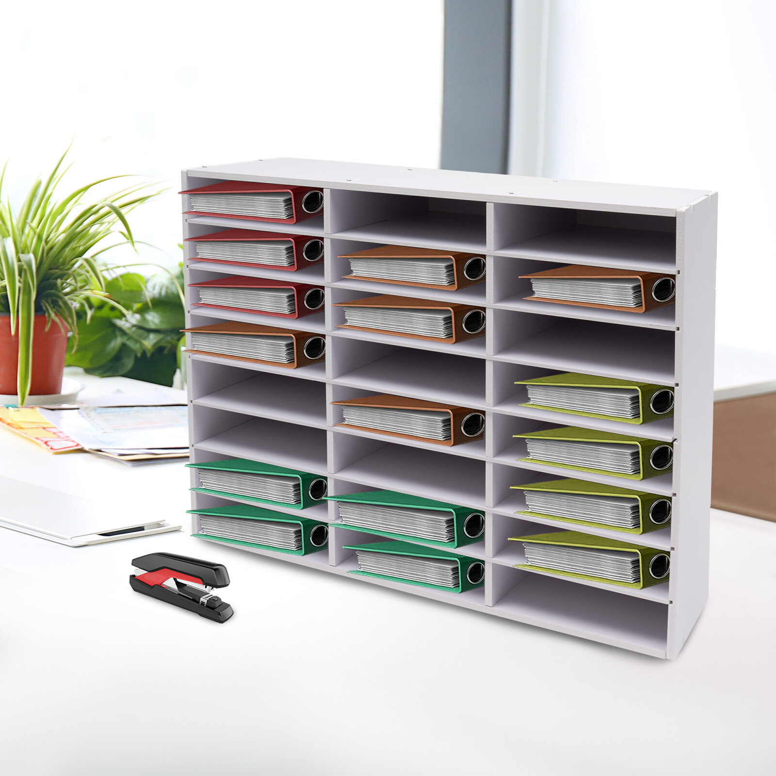 Classroom Mailbox – 24 Slots Literature Organizer, Construction Paper White