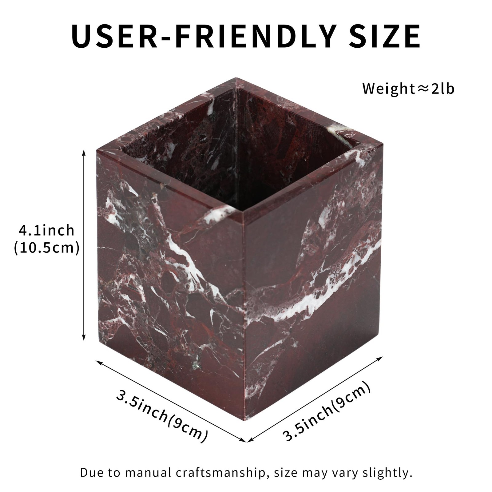 LWALMS Marble Makeup Brush Holder – Viola Red Candle Square-Rosso Levanto