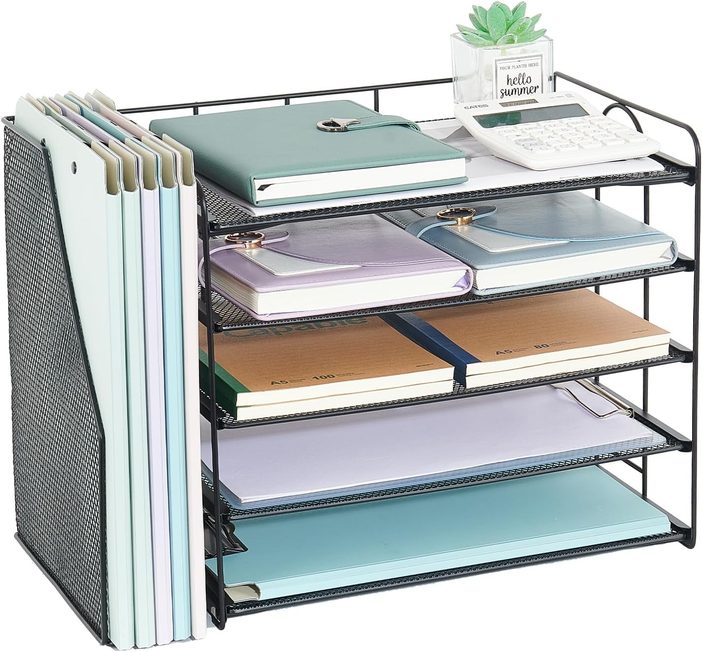 Desk Organizer and Accessories, 5 Tier Paper Letter Tray File Organizer Black