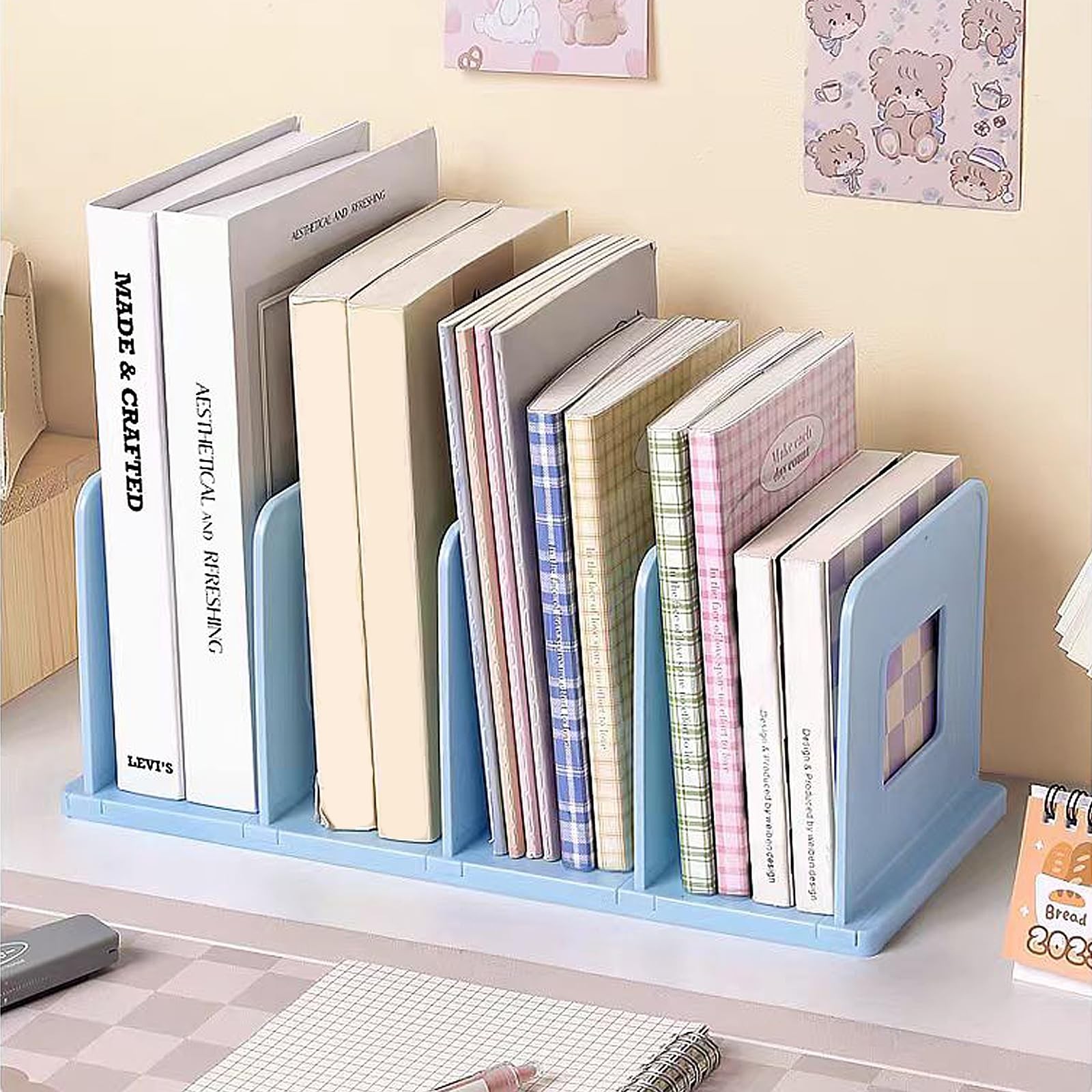 Desk File Sorter Vertical Desktop File Folder Organizer 4 Section Plastic Boo…