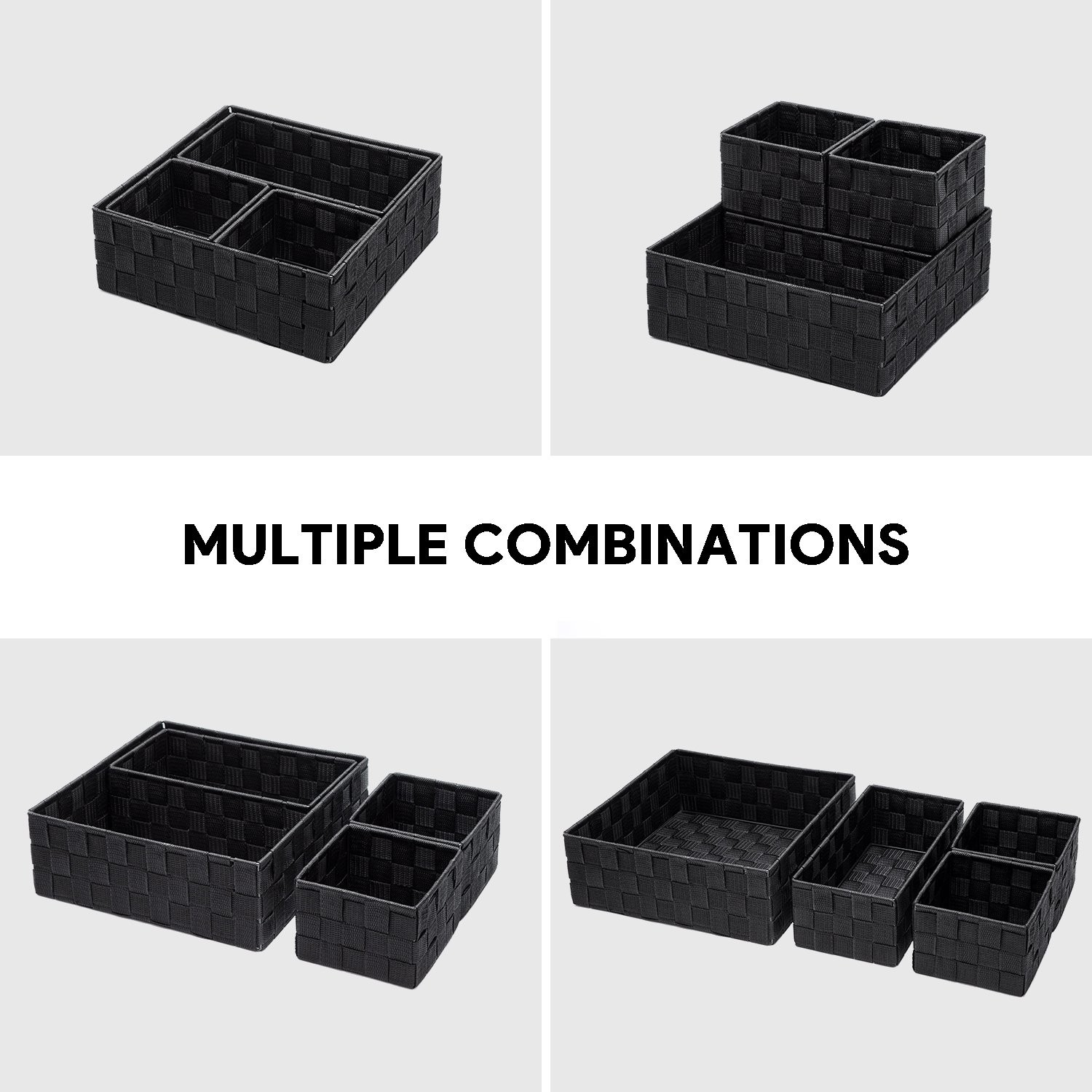 4 PCS Woven Storage Small Black Baskets Cube Bin Container for Organizing,Drawer