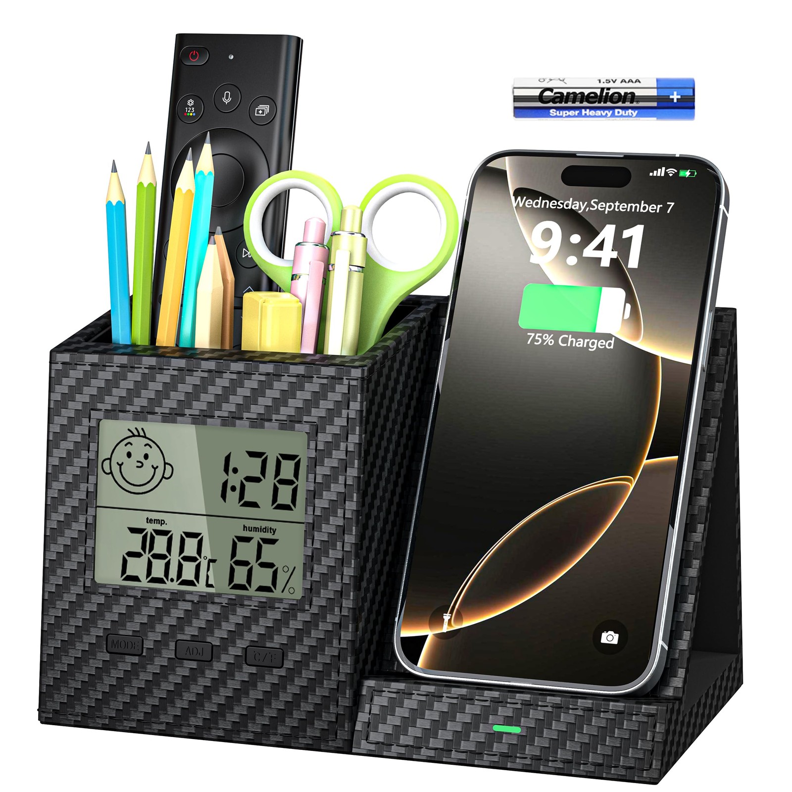 Multifunctional Pen Holder and Organizer for Desk with Wireless Charger, Digi…