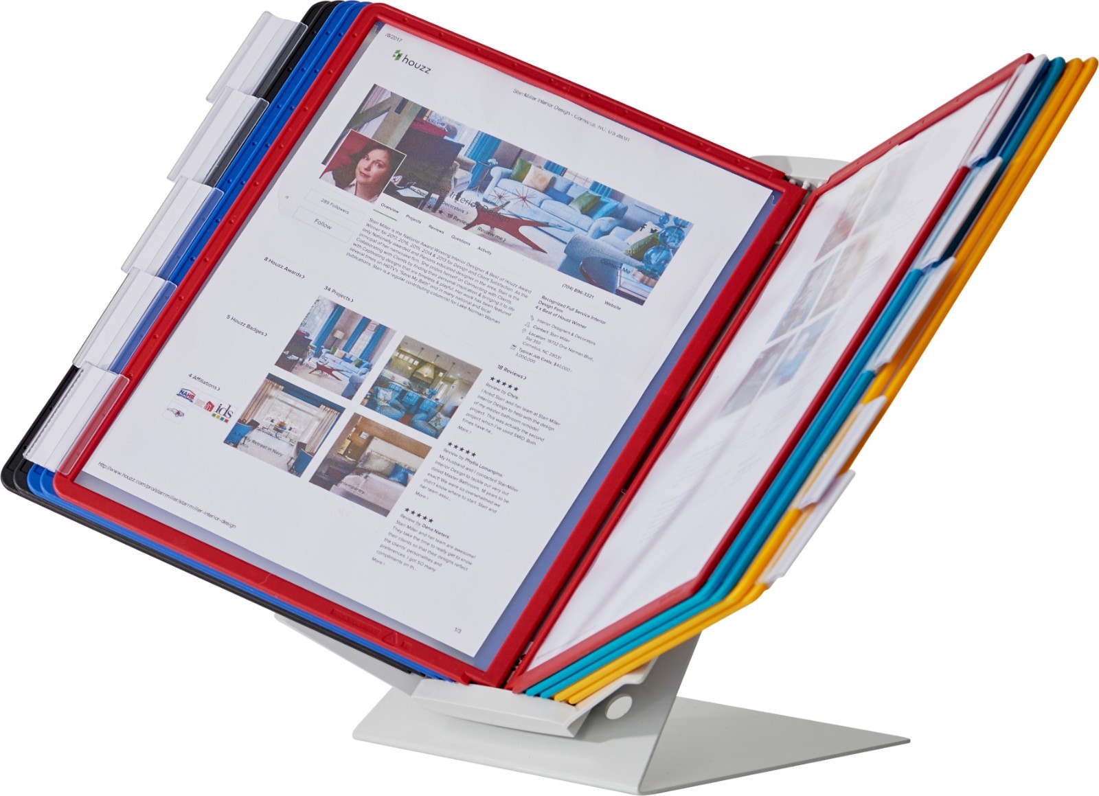 VARIO Pro Rotating Desk Wall Reference System 10 Panels Assorted Colors Durable
