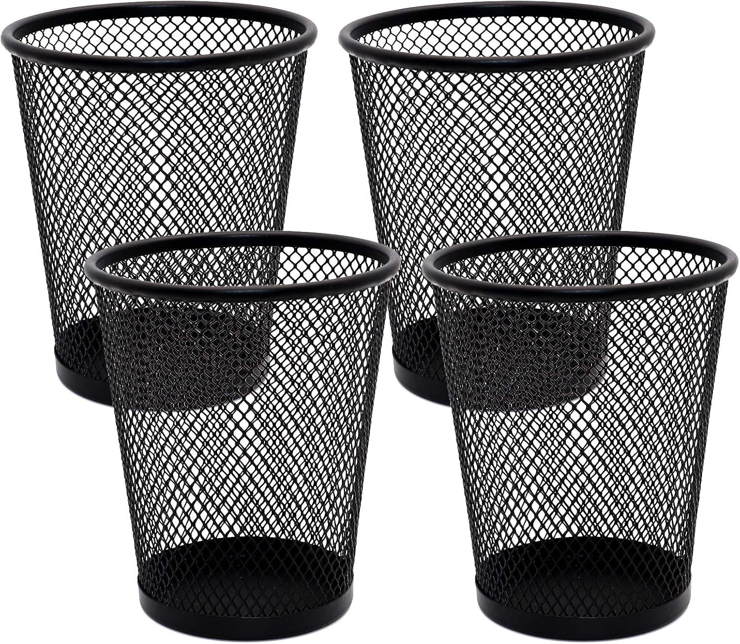 4 Pack Pen Holder Metal Mesh Pencil Holders Round Shaped Pen Holders Desk Office
