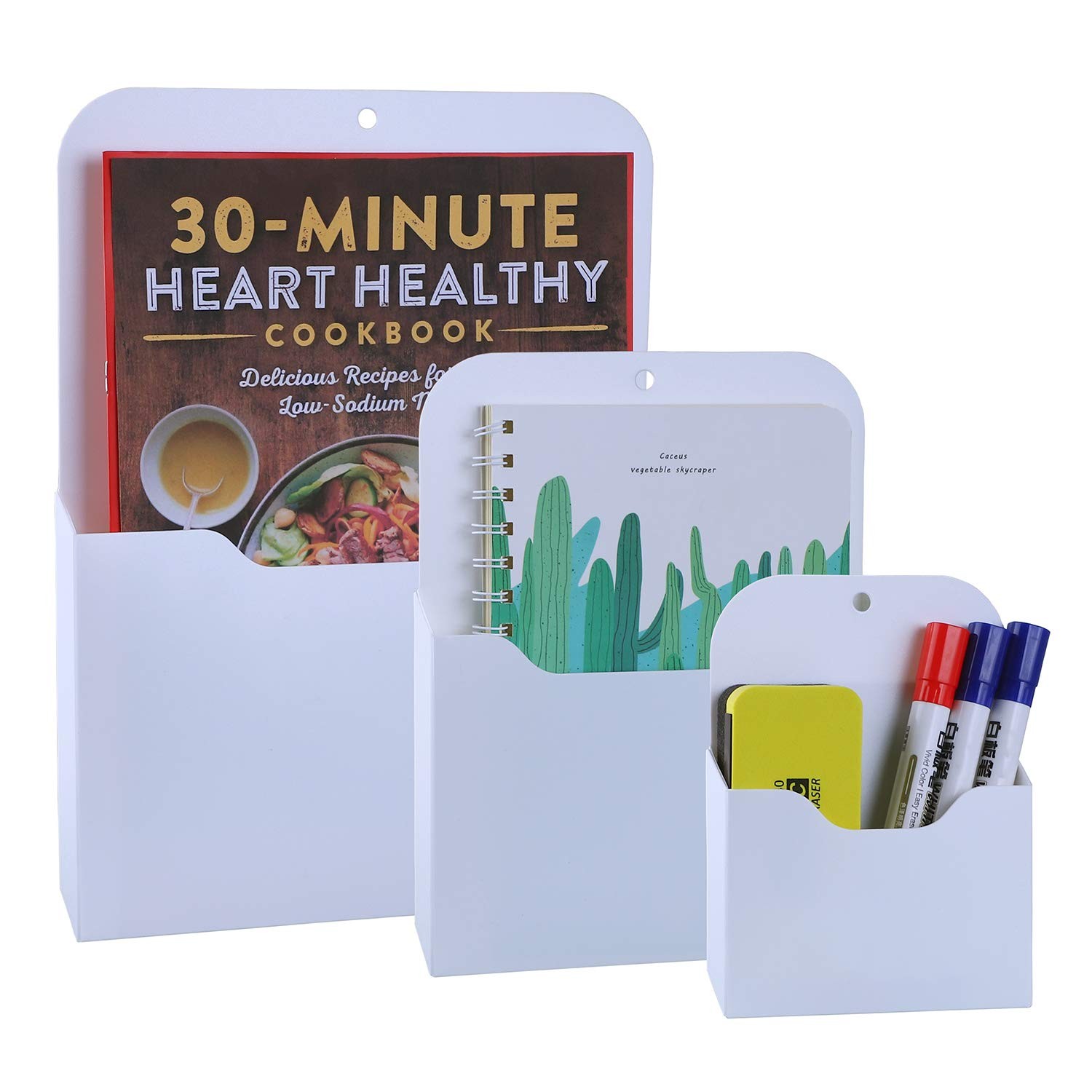 Antner 3 Pack Magnetic File Holder Wall Organizer white