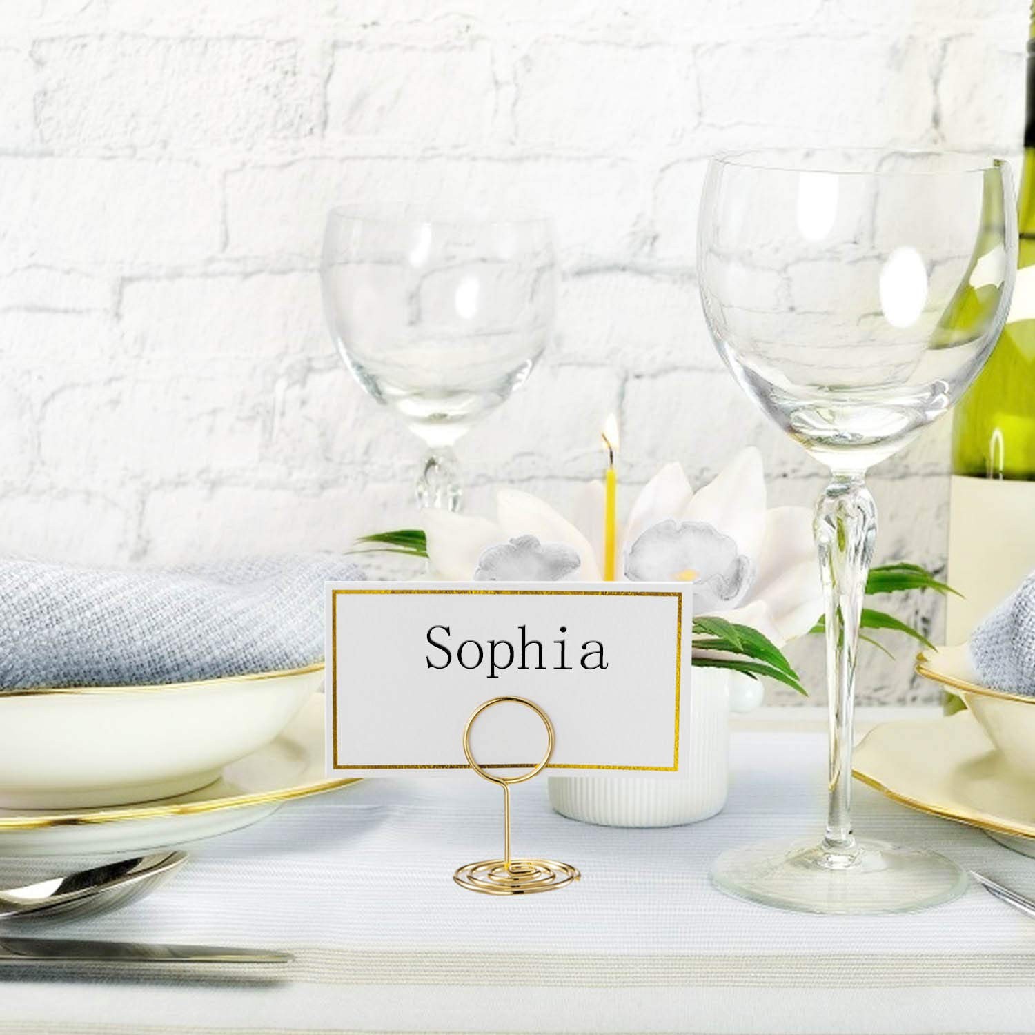 Toncoo 24 Pcs Premium Mini Table Number Holders and 24 Place 2 inch, Gold