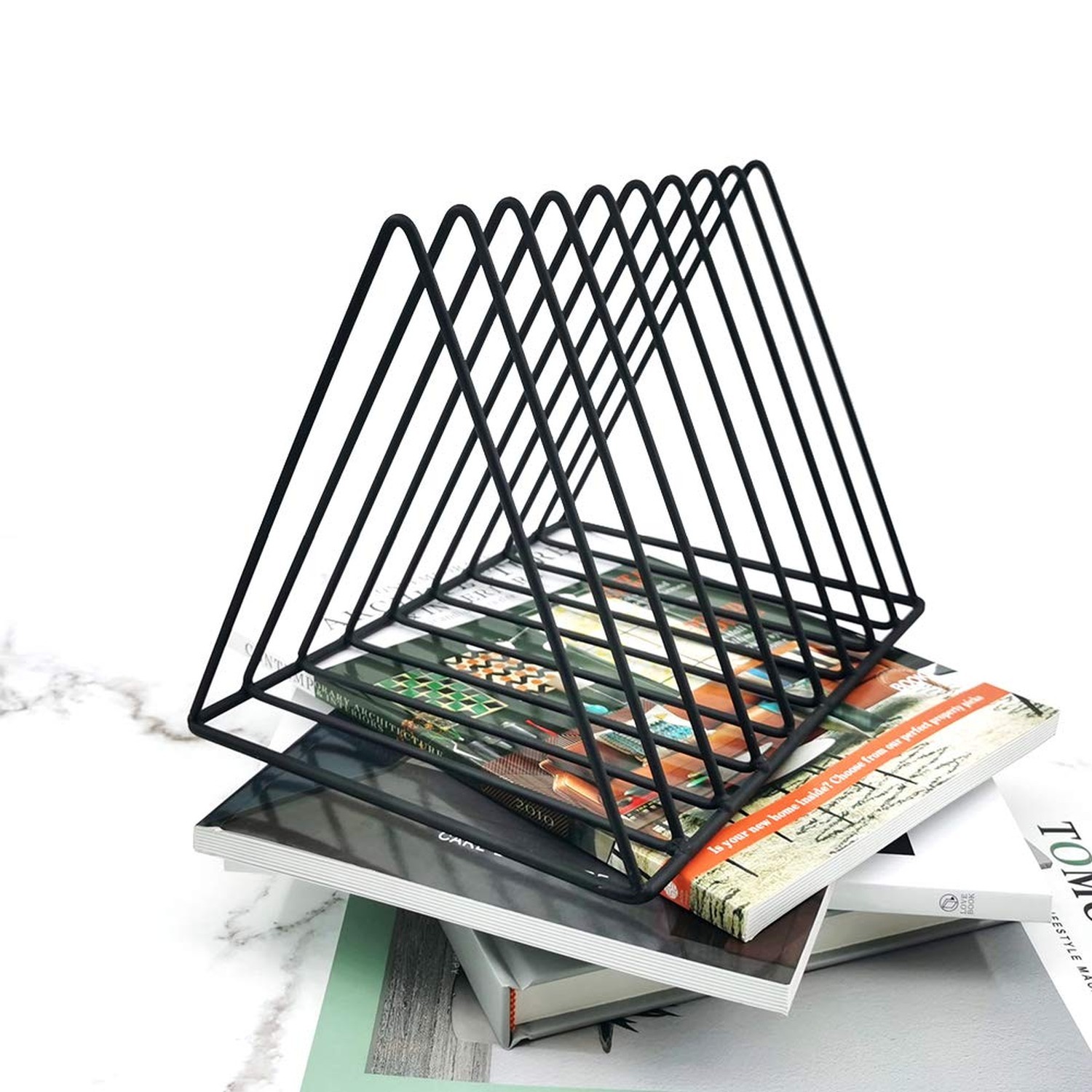 EASEPRES 9 Slot Magazine Rack Book Record Holder, Desktop Iron Storage Rack B…