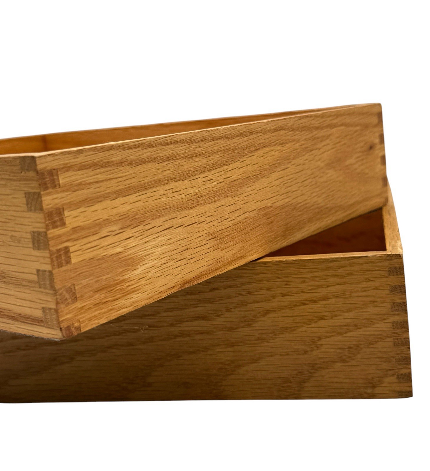 Vintage Wood Letter Trays Set of 2 Oak Dovetail Two Sizes Desk Paper Office Box