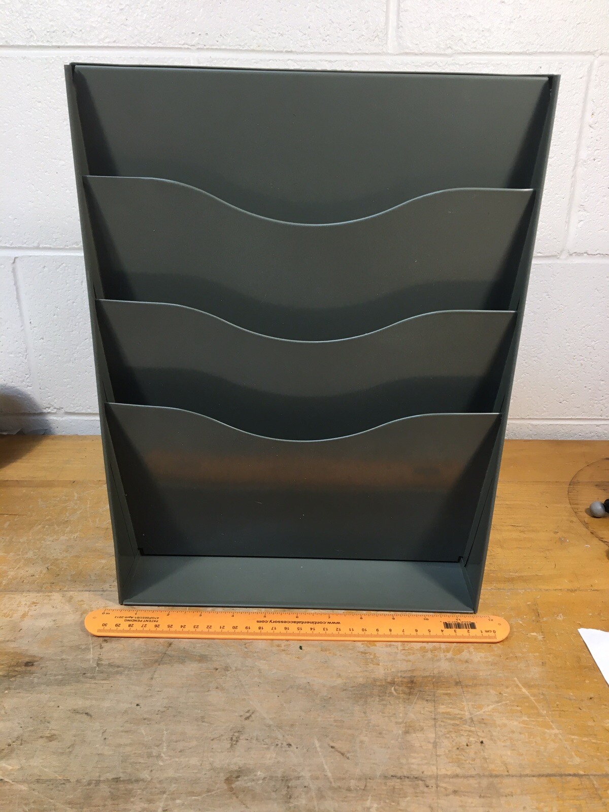 Vintage VERTIFLEX Industrial Metal Wall 3 Tier slot File Paper Organizer grey