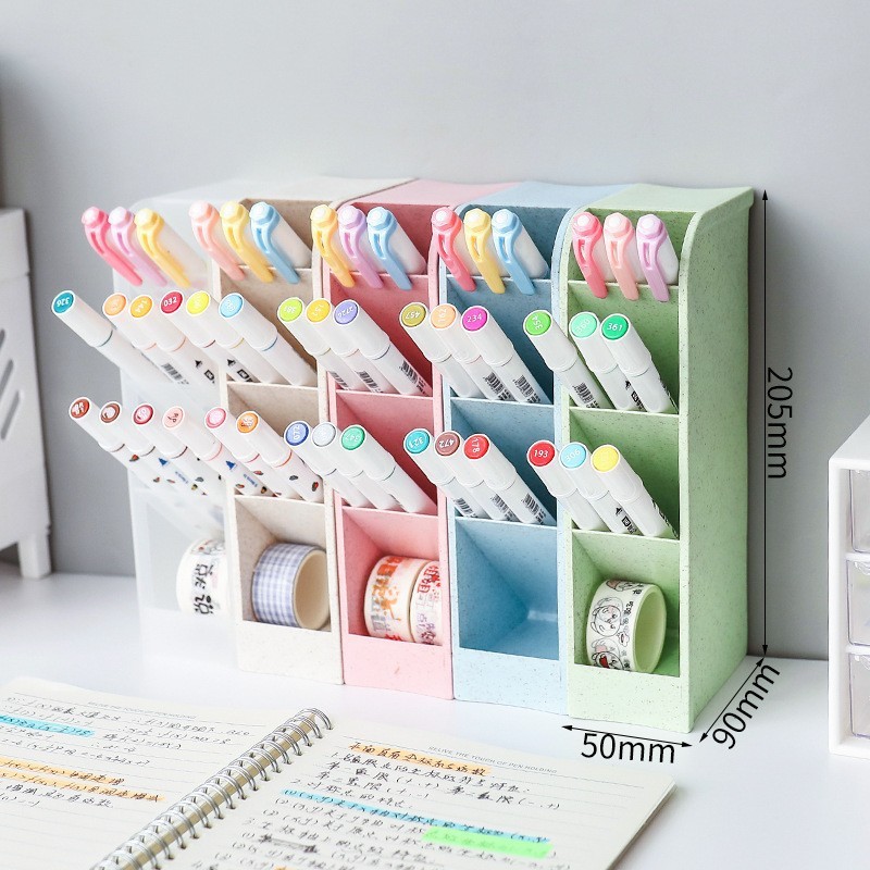 Desk Organizer Pen HolderPlastic Desktop Storage Box Office School Makeup Supply