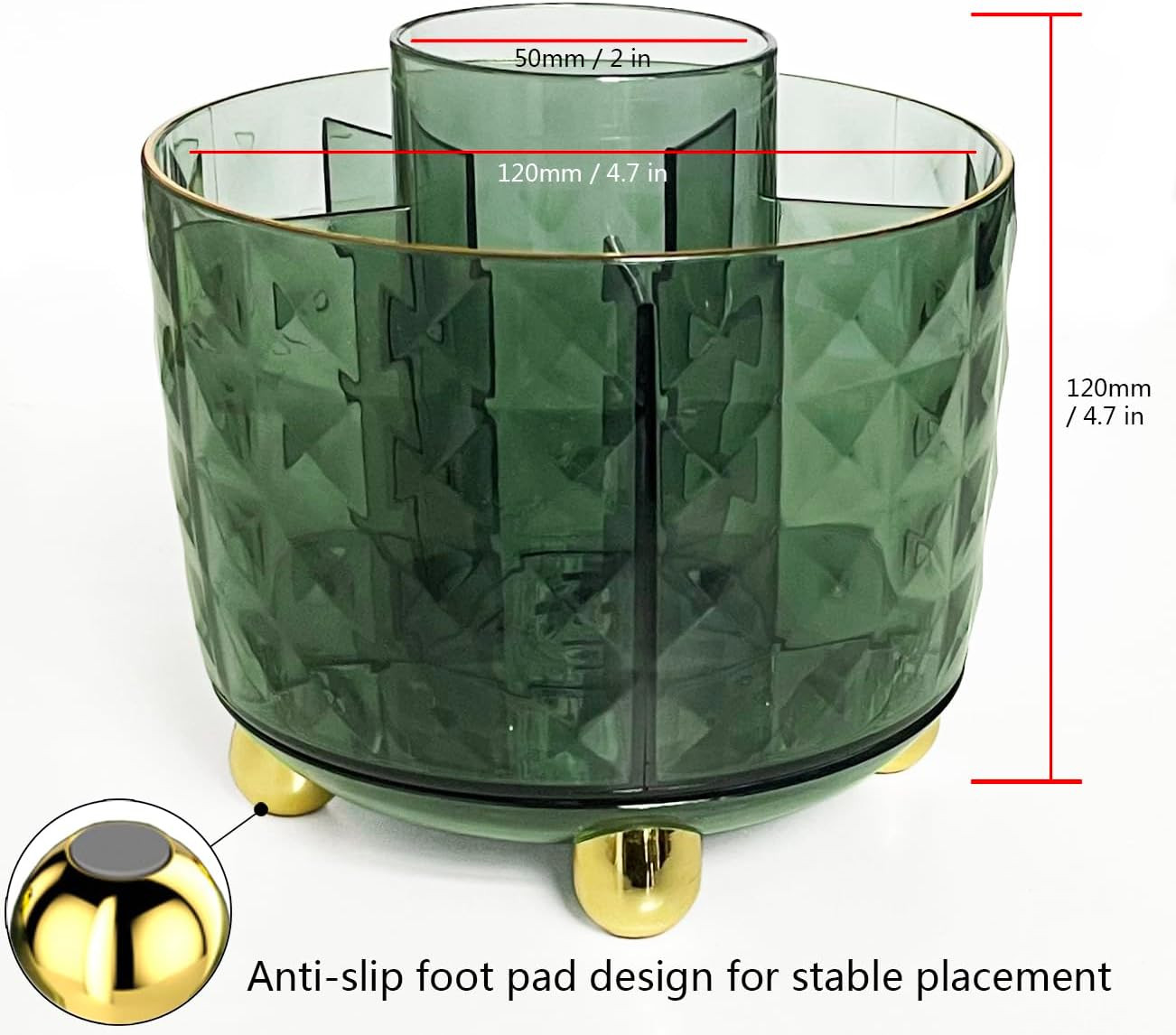 Dark Green Pen Pencil Holder for Desk, 360° Rotating Pen Organizer, Green Office