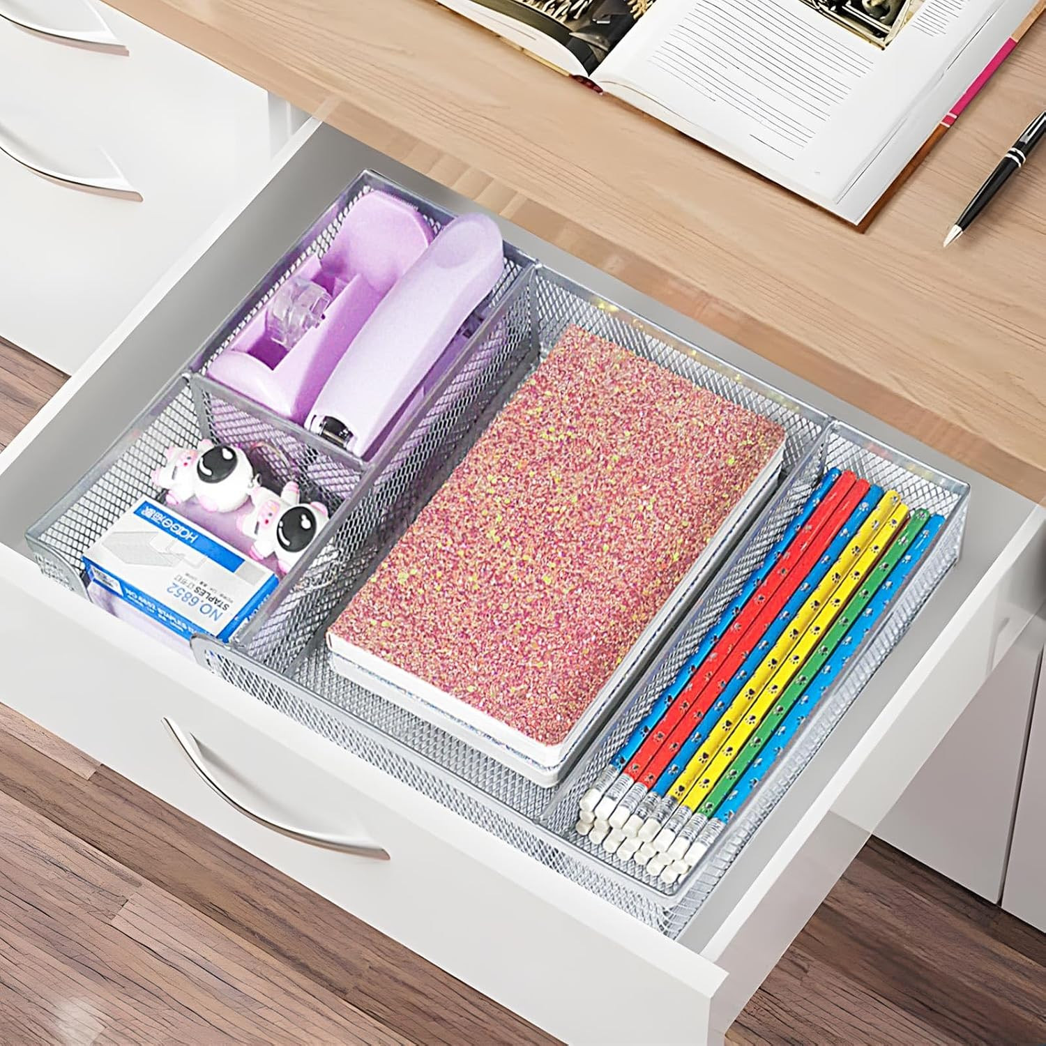 Purple Office Desk Accessories,Purple Office Supplies Set,Stapler and Tape Dispe