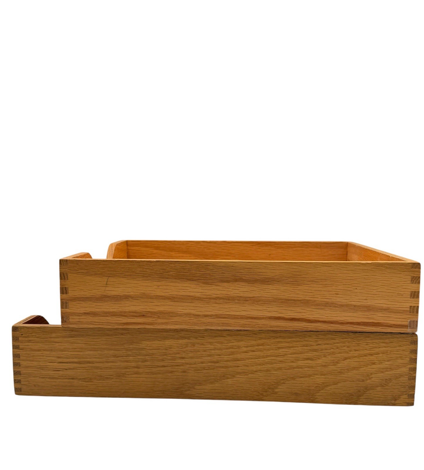 Vintage Wood Letter Trays Set of 2 Oak Dovetail Two Sizes Desk Paper Office Box