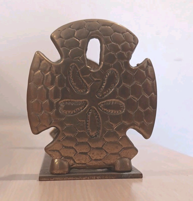 Brass Sand Dollar Beach Business Card Holder Desk Office Nautical Ocean Seashell