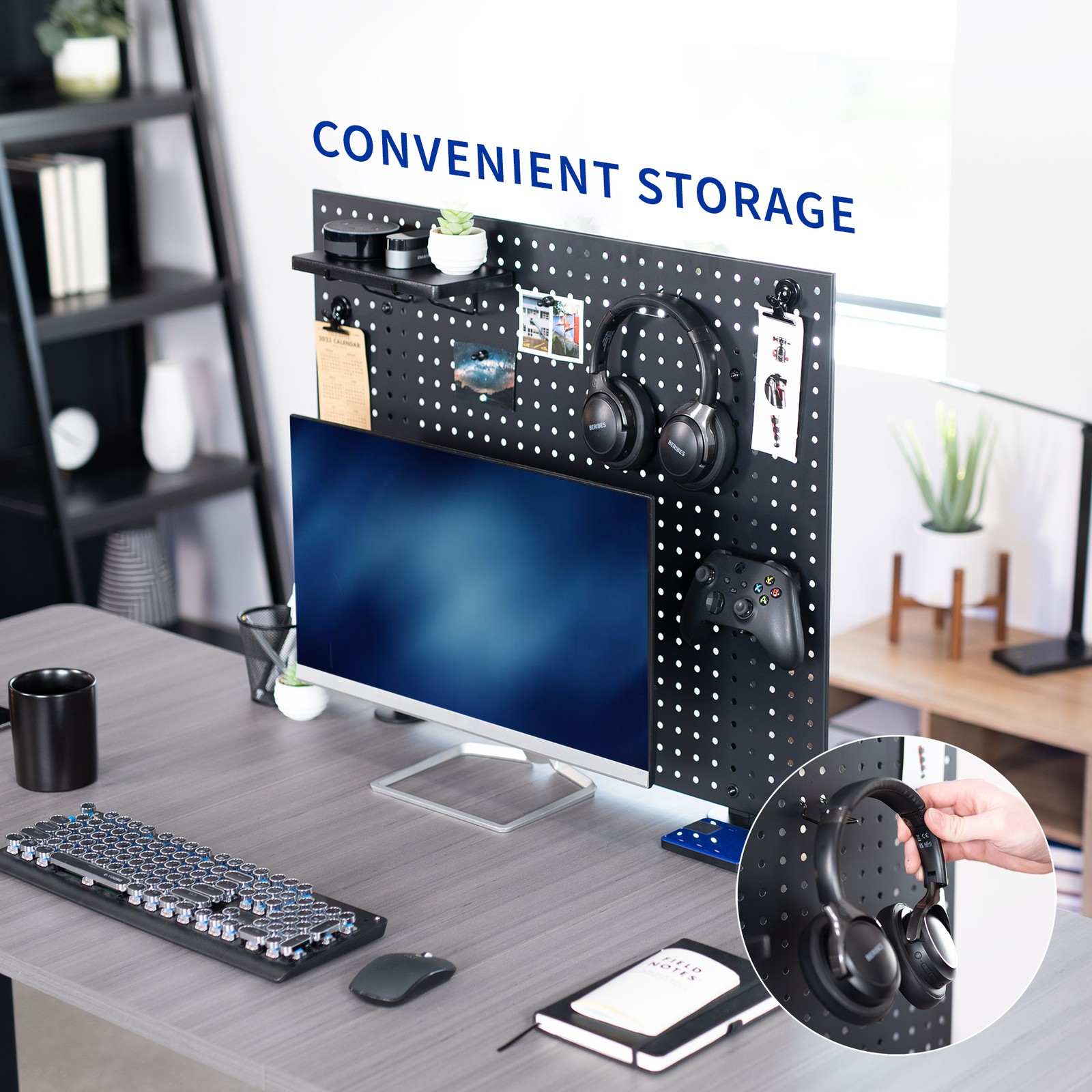VIVO Steel Clamp-on 30″ x 24″ Desktop Pegboard, Magnetic Privacy Panel