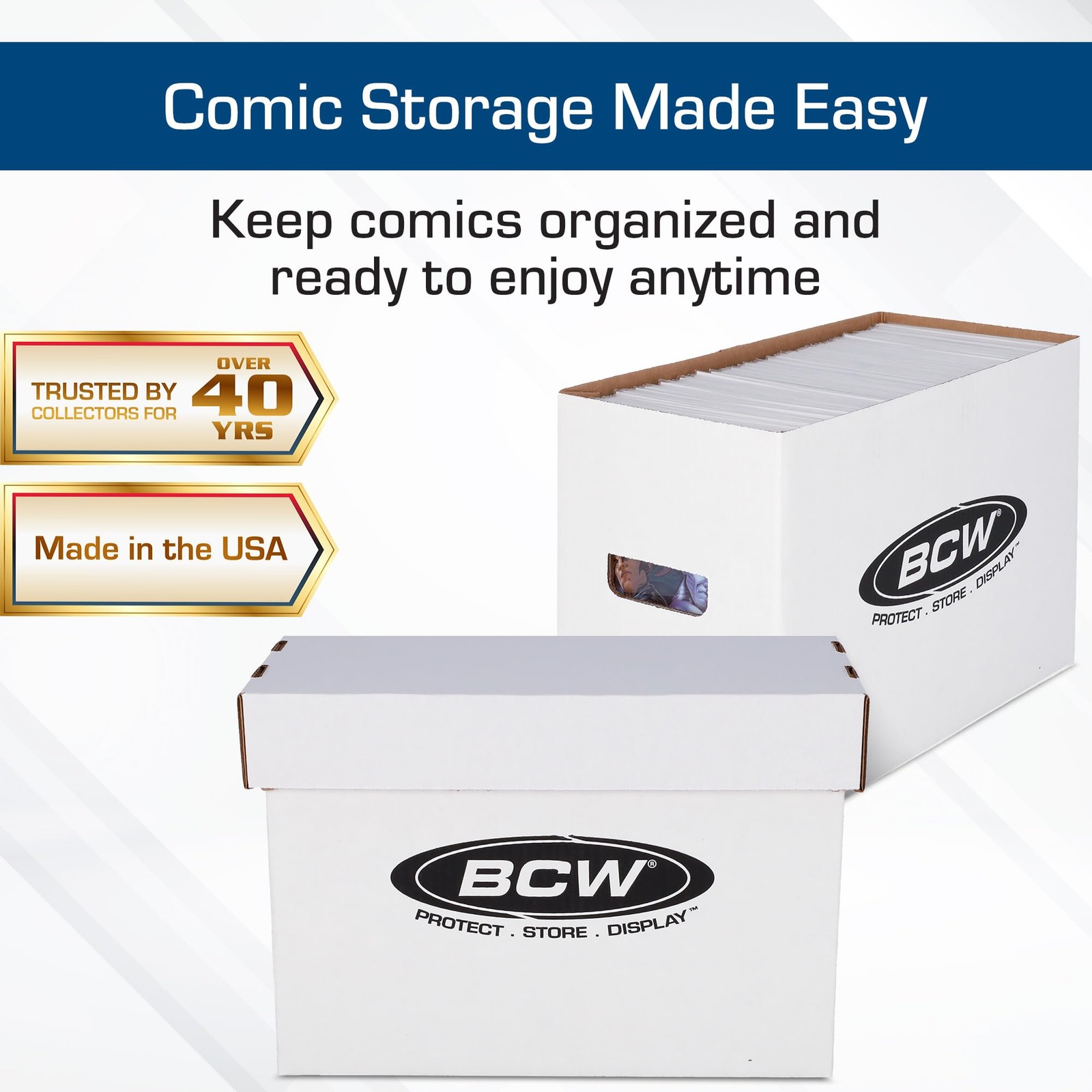 BCW Short Comic Storage Box – 3 Pack | Holds 150-175 3 Pack, White
