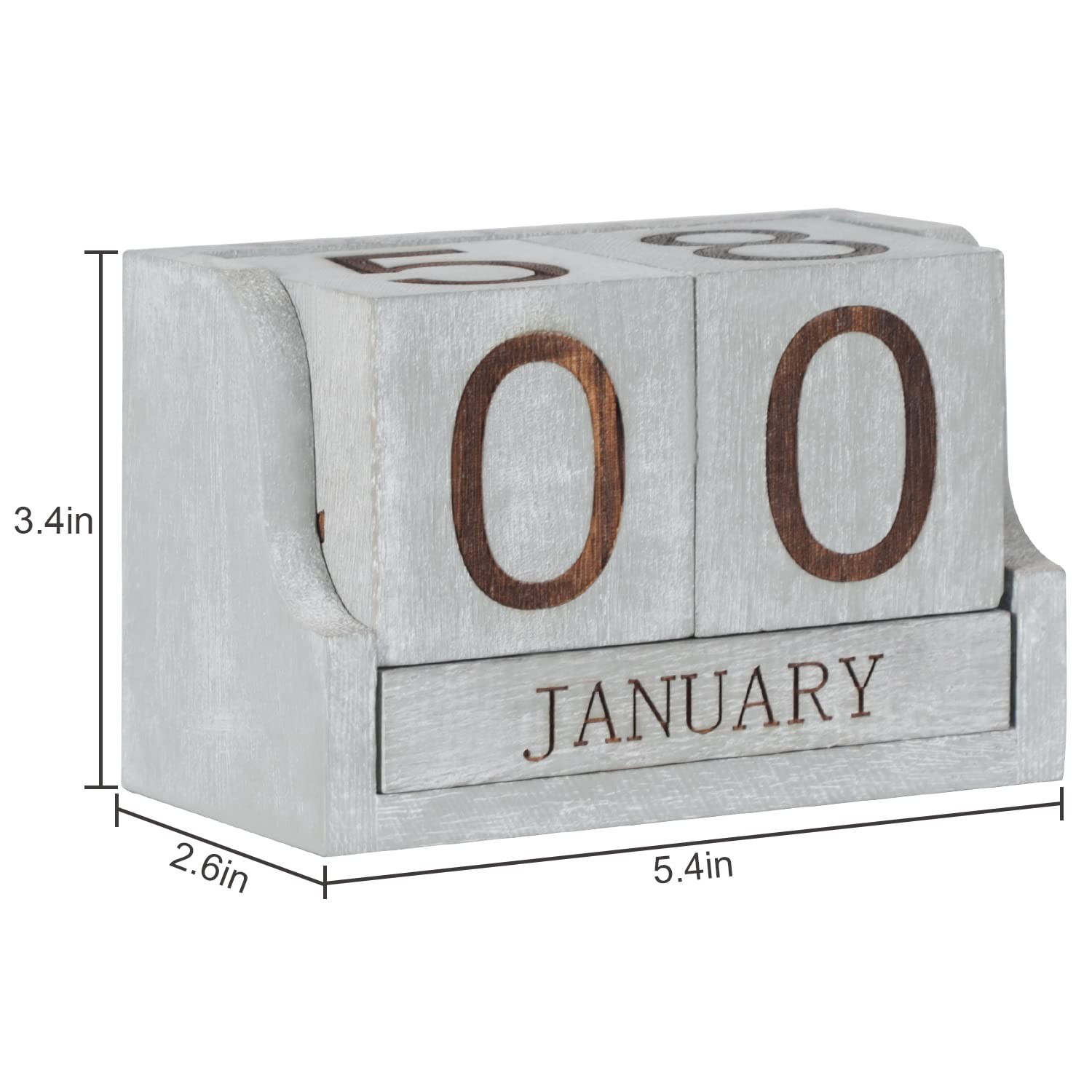 Wooden Desk Calendar,Desk Calendar Blocks for Rustic Vintage Grey