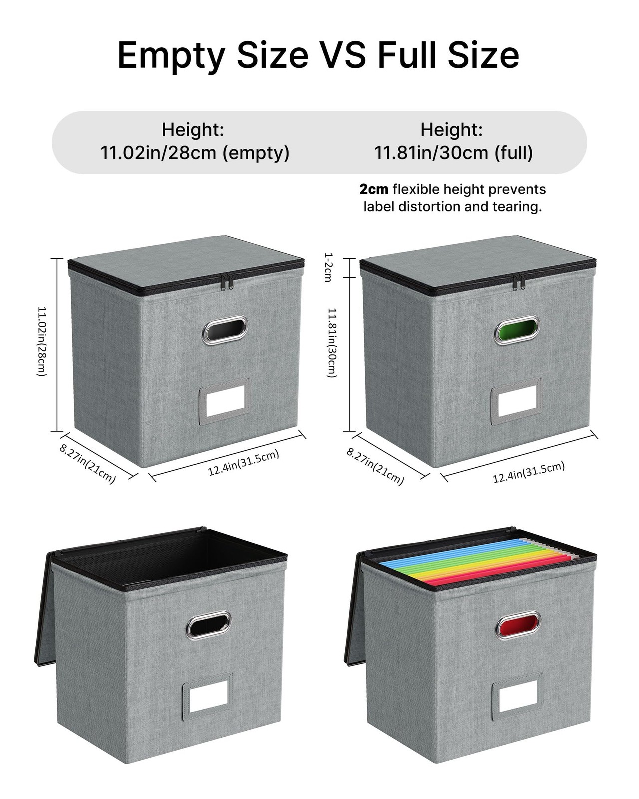 Oterri 1 Pack File Organizer Boxes with Small-1 Without Folders, Grey