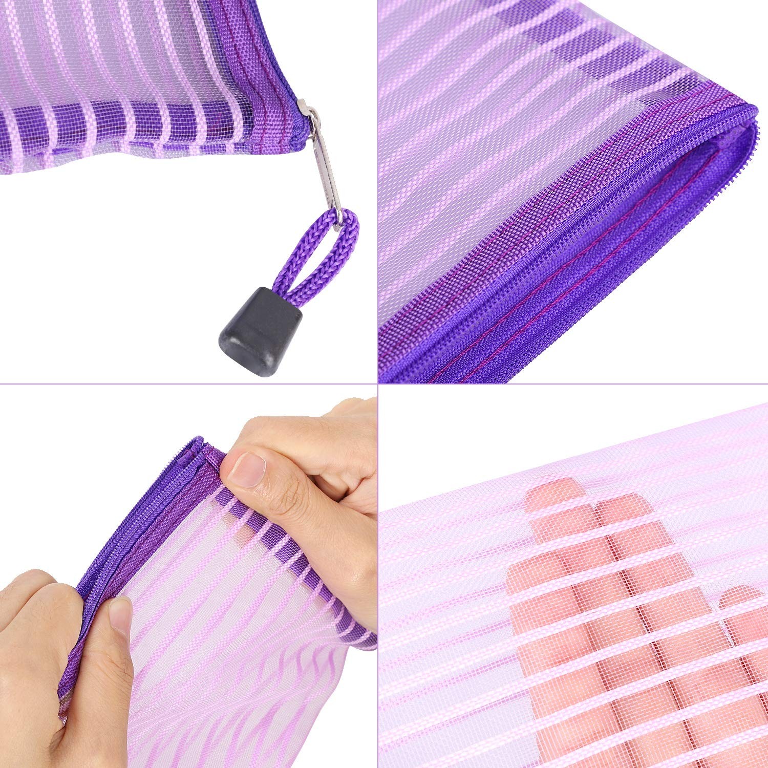 20 Pack Multicolored Zipper Mesh Pouch Zipper Pencil Pouches Pen Bags Multipu…