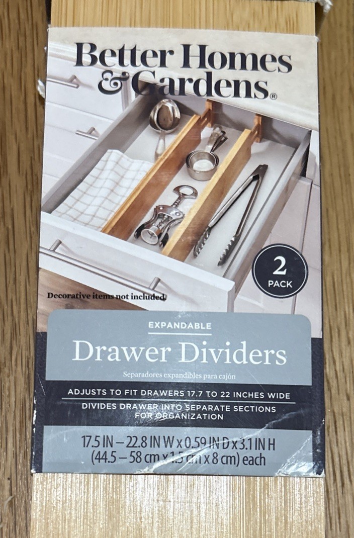 2PC Bamboo Kitchen Organizer Expandable Drawer Dividers, 17.5-22.8×0.59×3.1in
