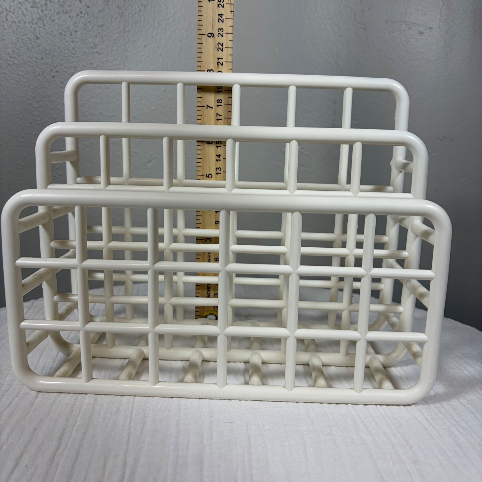 Vintage Yaffa Basic Concepts White Grid Letter Sorter Mail Organizer 1980s Desk