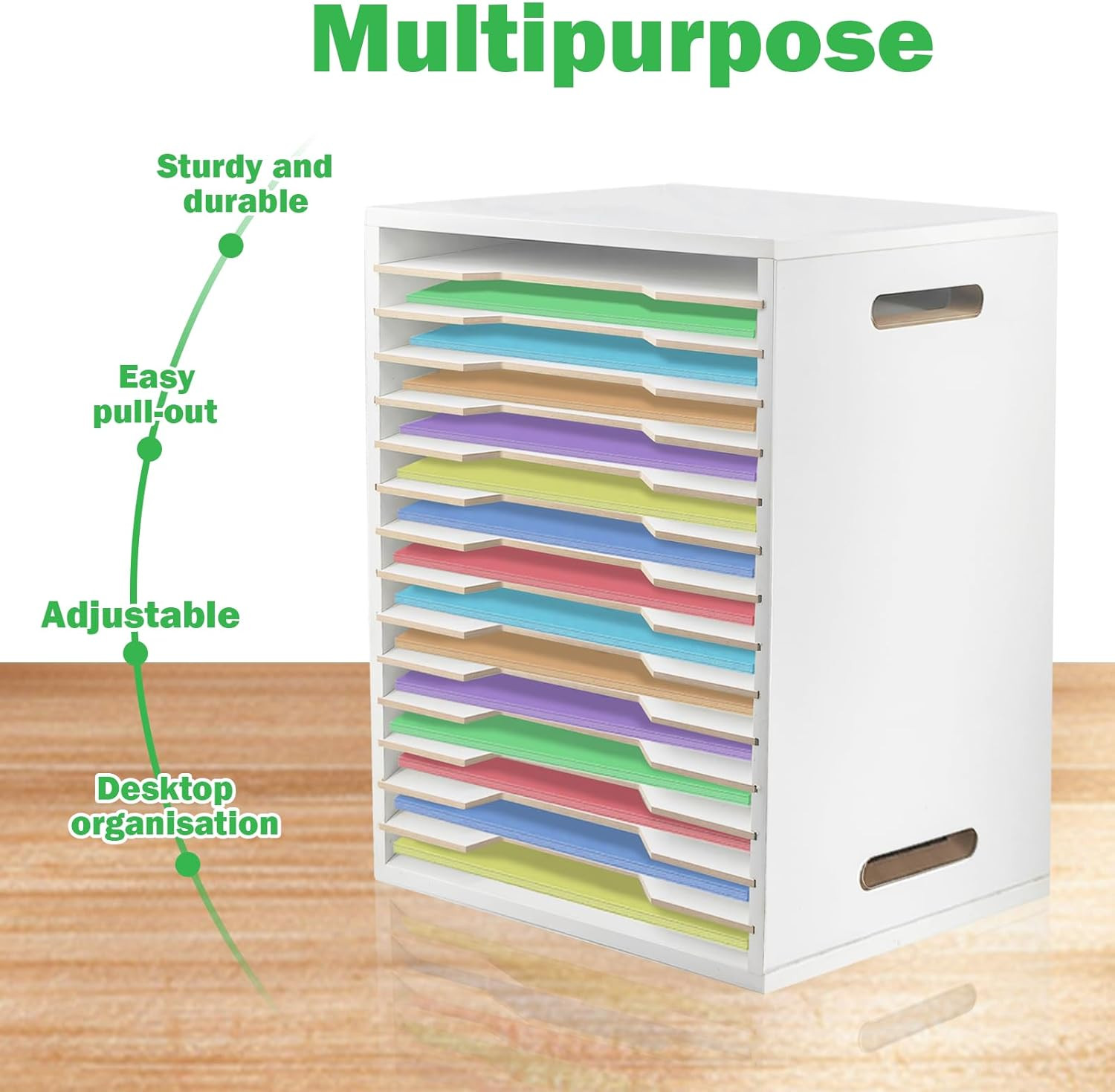 15-Tier Adjustable Paper Organizer for Home Office & Craft Storage Solution