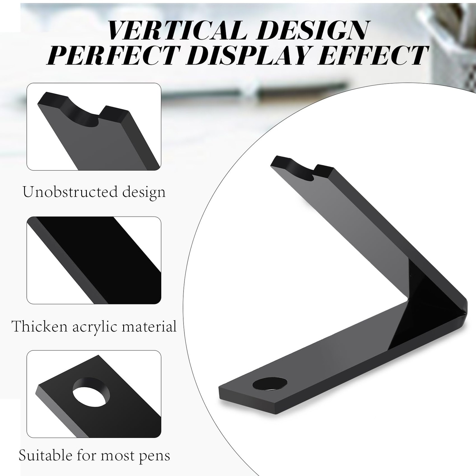 AIOMOB 4 Pieces Acrylic Pen Holder Display Stand Black Makeup Brush Rack Orga…