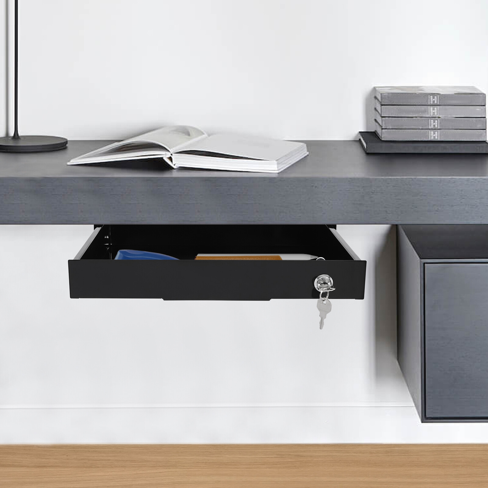 Under Desk Mounted Sliding Pull-out Drawer Drawer Storage Organizer For Office
