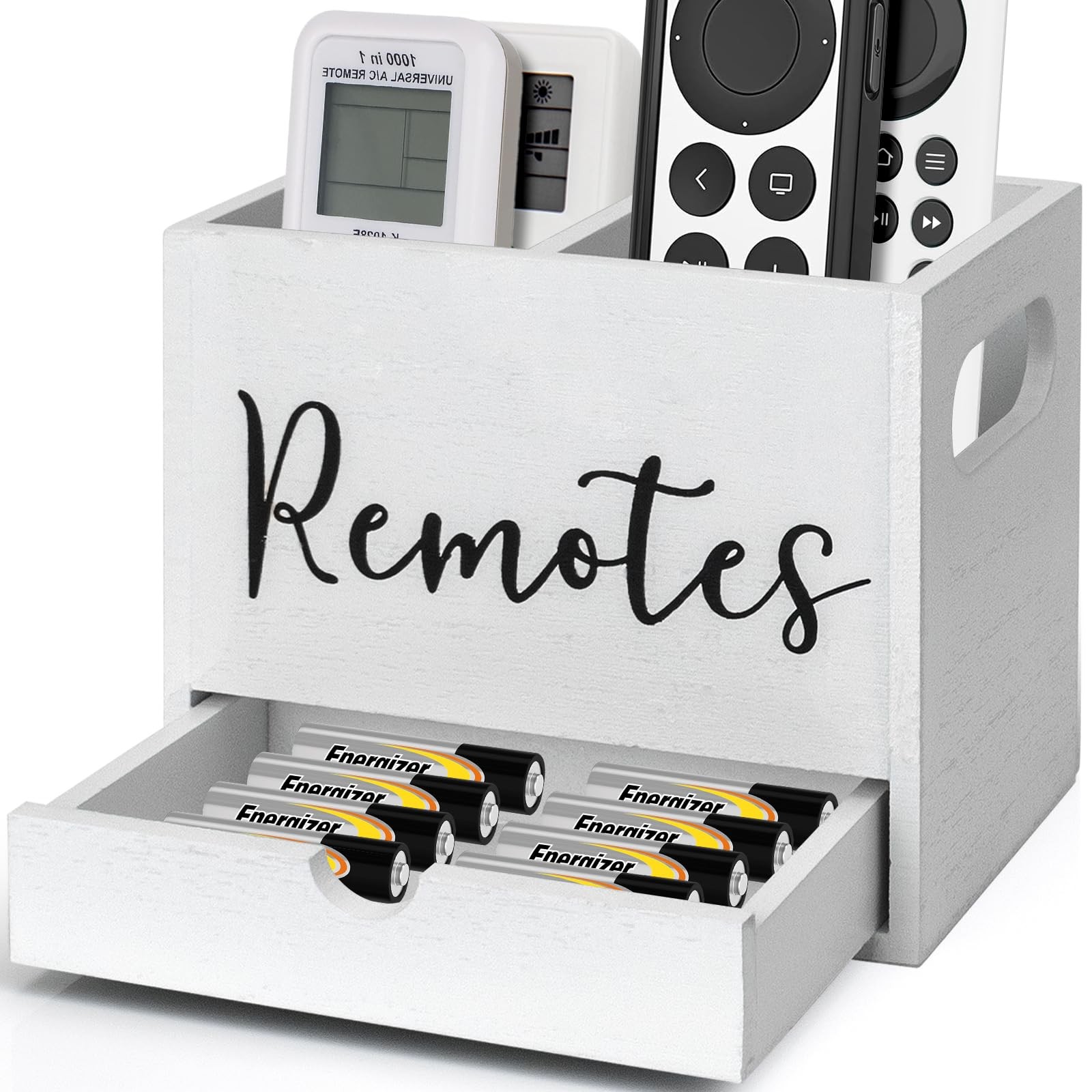 Remote Control Holder, 2 Slot TV Holder& Desk Organizer White-2