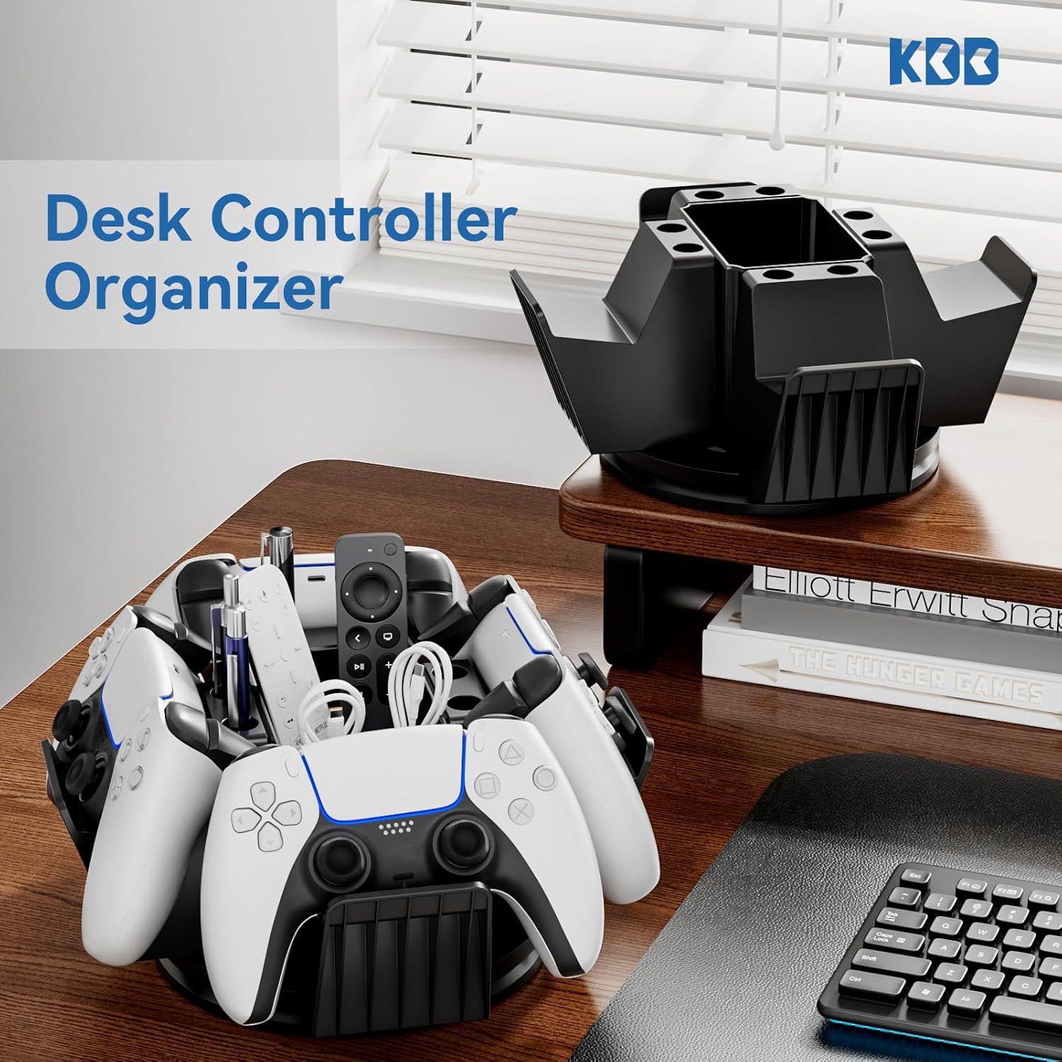 Controller Organizer for Desktop – 360°Rotatable Controller Holder with Storage