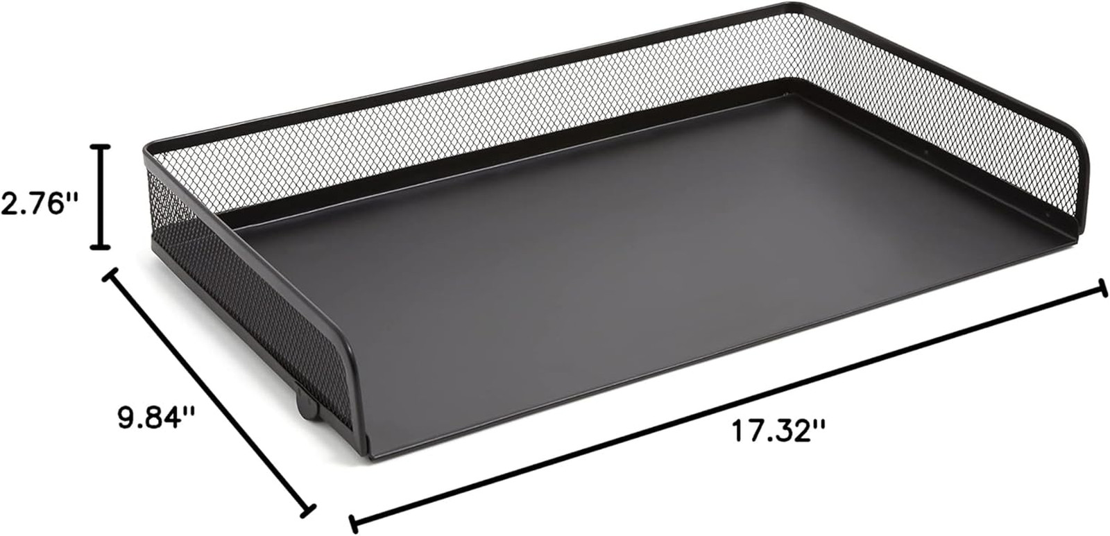 Side‑Load Stackable Metal Letter Tray, Matte Black – Desktop Paper Organizer for