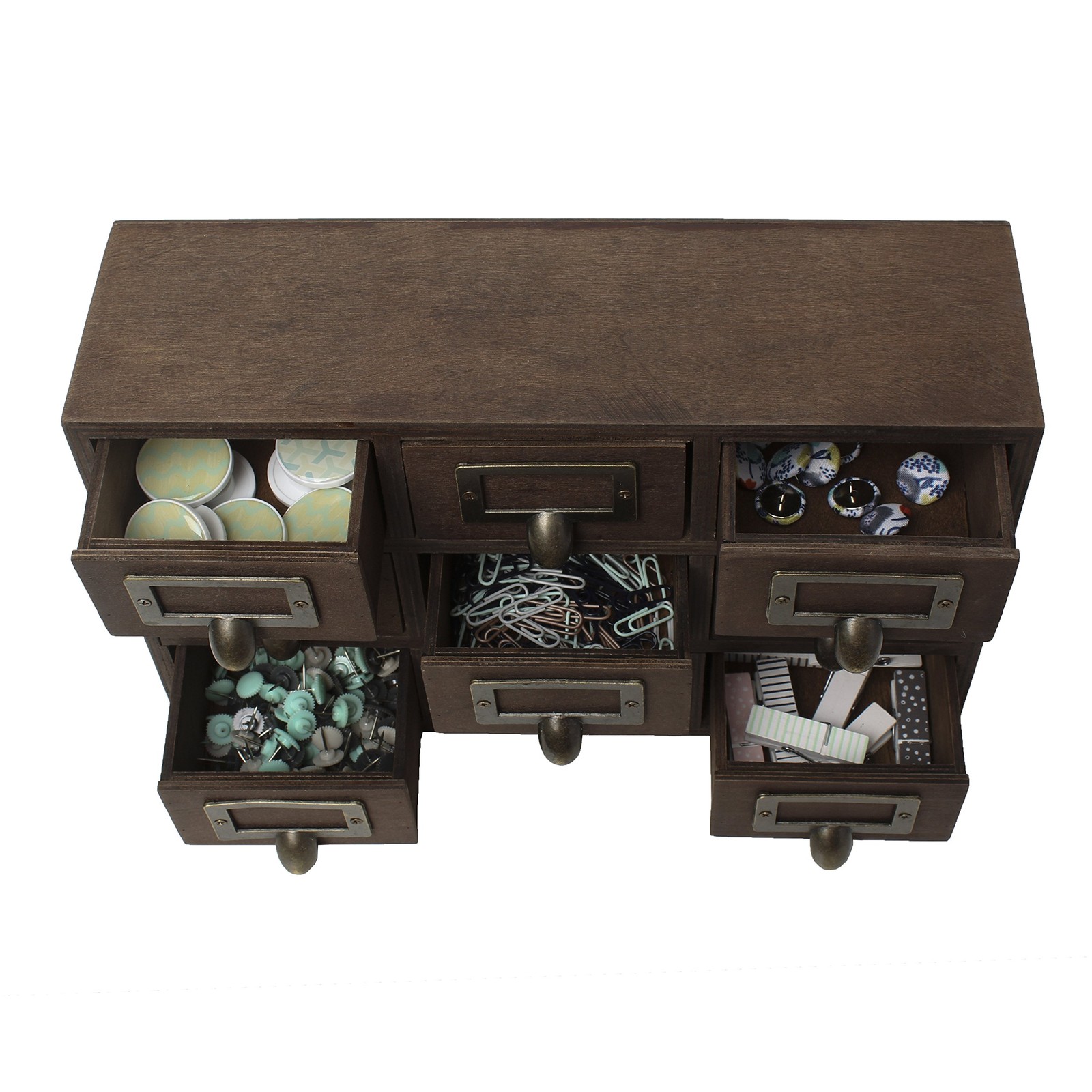Kate and Laurel Apothecary Wood Desk Drawer Set, 9 9 Drawers, Rustic Brown