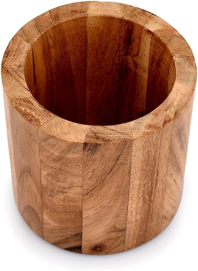Acacia Wood Pencil/Pen Holder for desk, Round Desktop Organizer for Desk Mult…