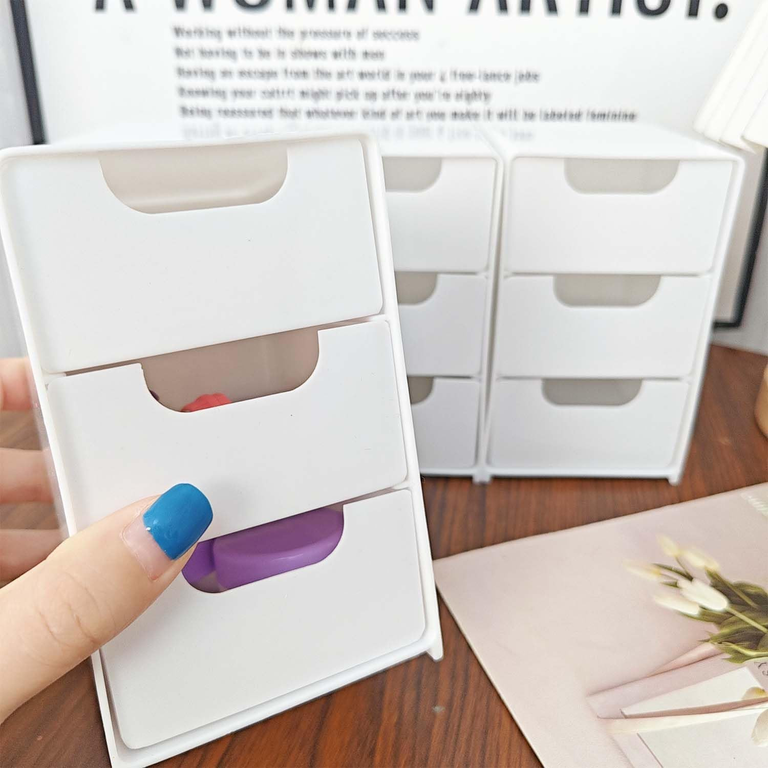 3-Layer Drawer Organizer for Desk Perfect for Office Supplies, Jewelry Cosmetics