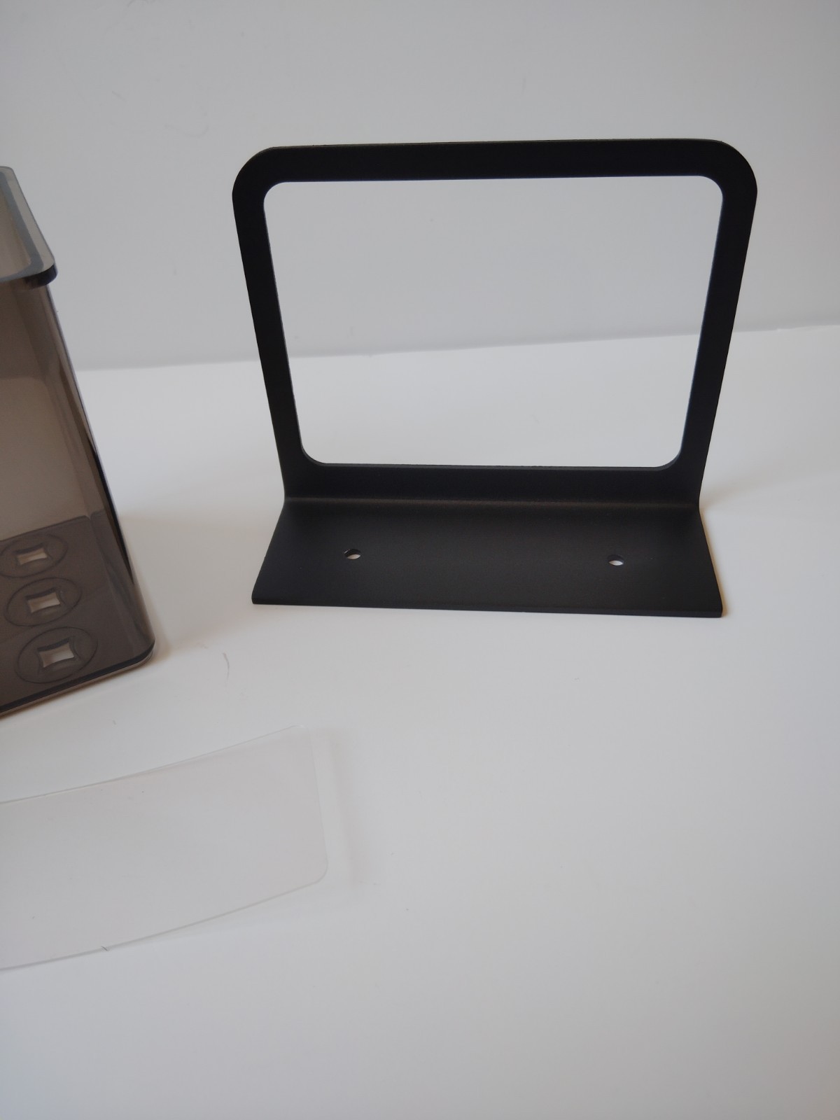 Wall Mount Pencil Pen Holder Cup Organizer Smoky Acrylic Black Metal Bracket