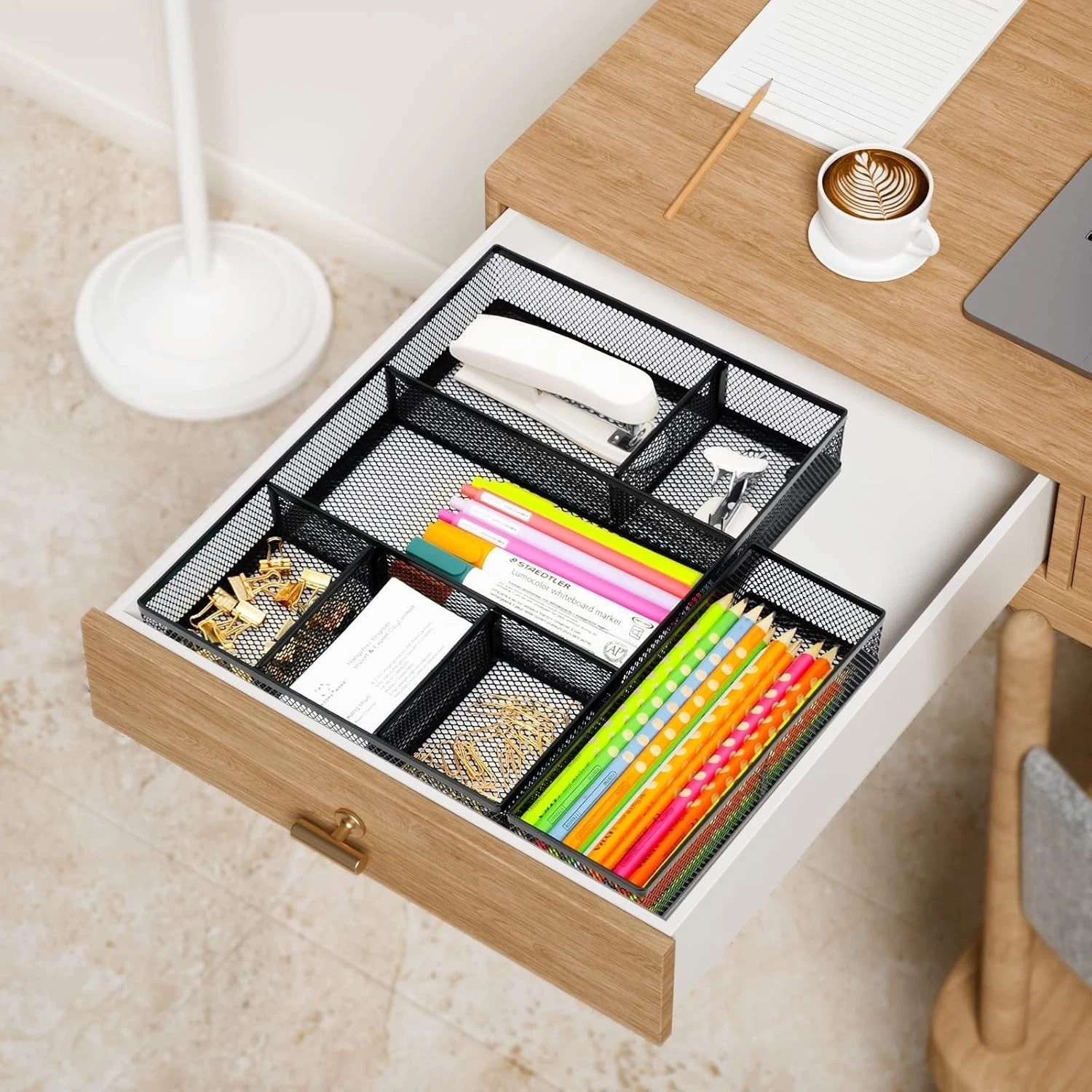 Professional 4 Pack Drawer Organizers with Adjustable Sections for Office Use