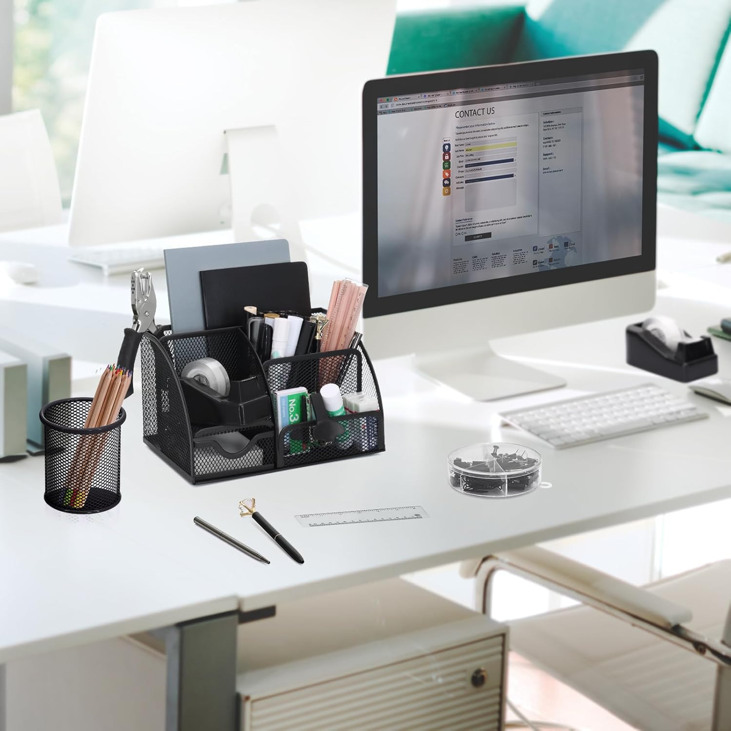 13-In-1 Office Desk Organizer Set with Stapler and Tape Dispenser, Pen Holder, S