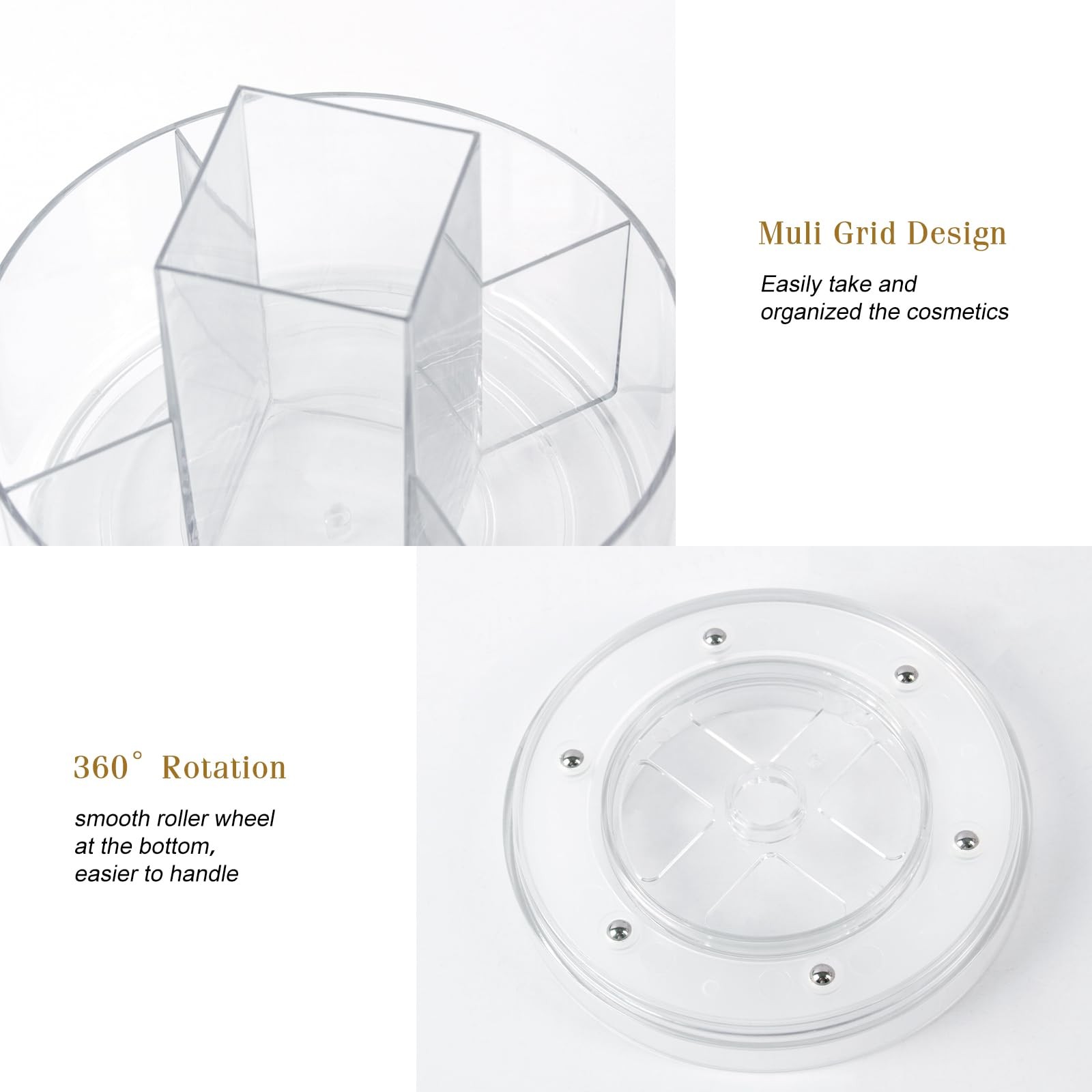 360° Rotating Makeup Organizer Clear Lazy Susan for Vanity,